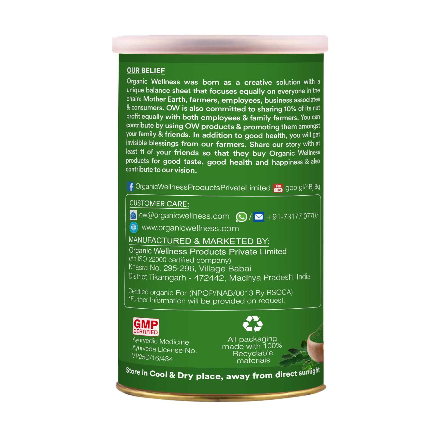Organic Wellness Natural Moringa Powder (100 Gms)
