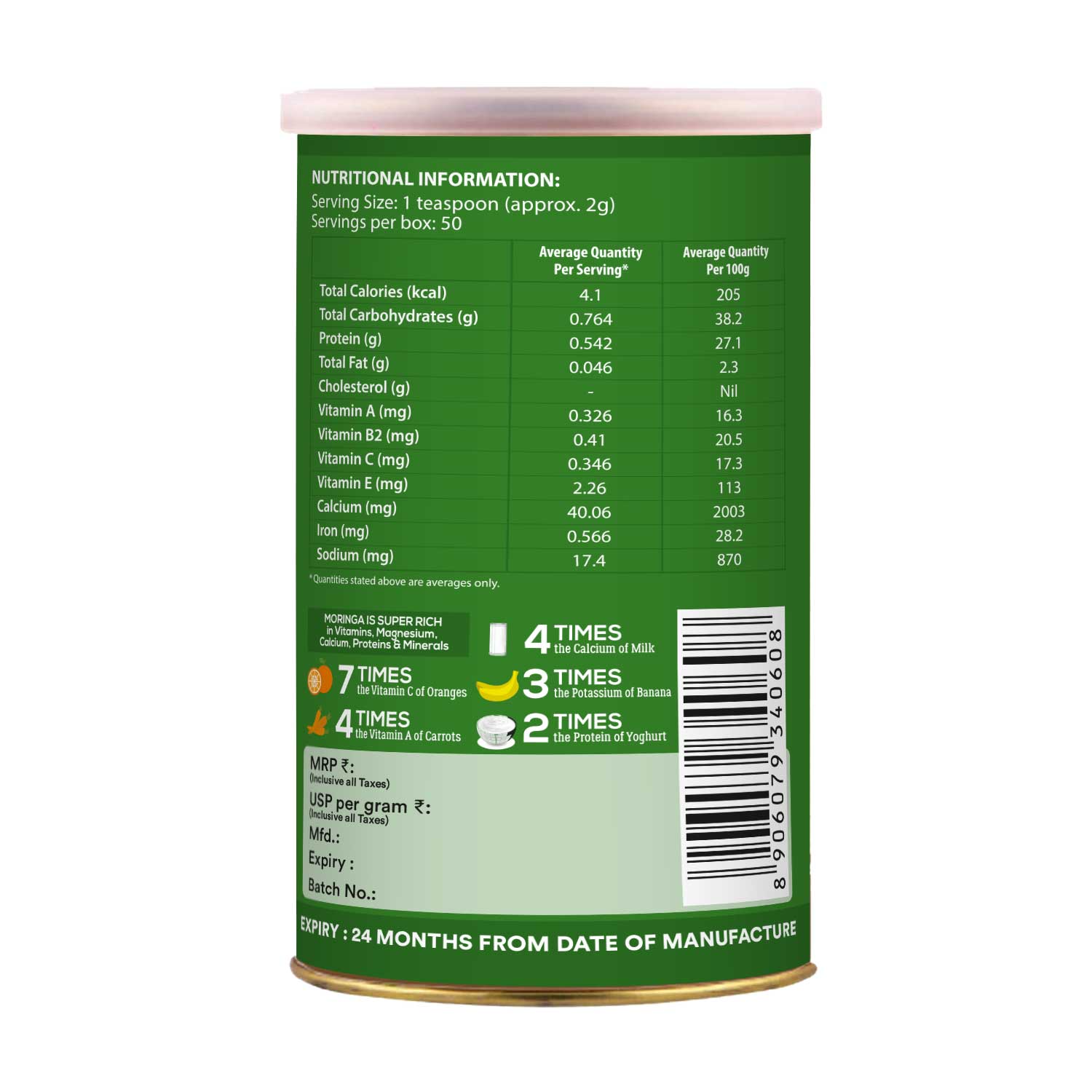 Organic Wellness Natural Moringa Powder (100 Gms)