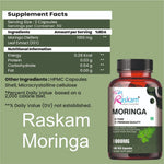Raskam Moringa 100 Capsules- Helps Lower Blood Sugar & Cholesterol Levels, Boost Metabolism and Digestion