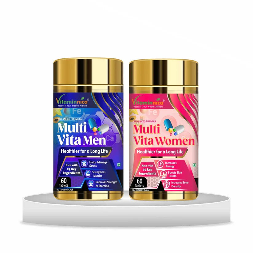 Vitaminnica Multi Vita Men & Women Combo Pack- 60 Tablets | Multivitamins for Overall Health & Immunity