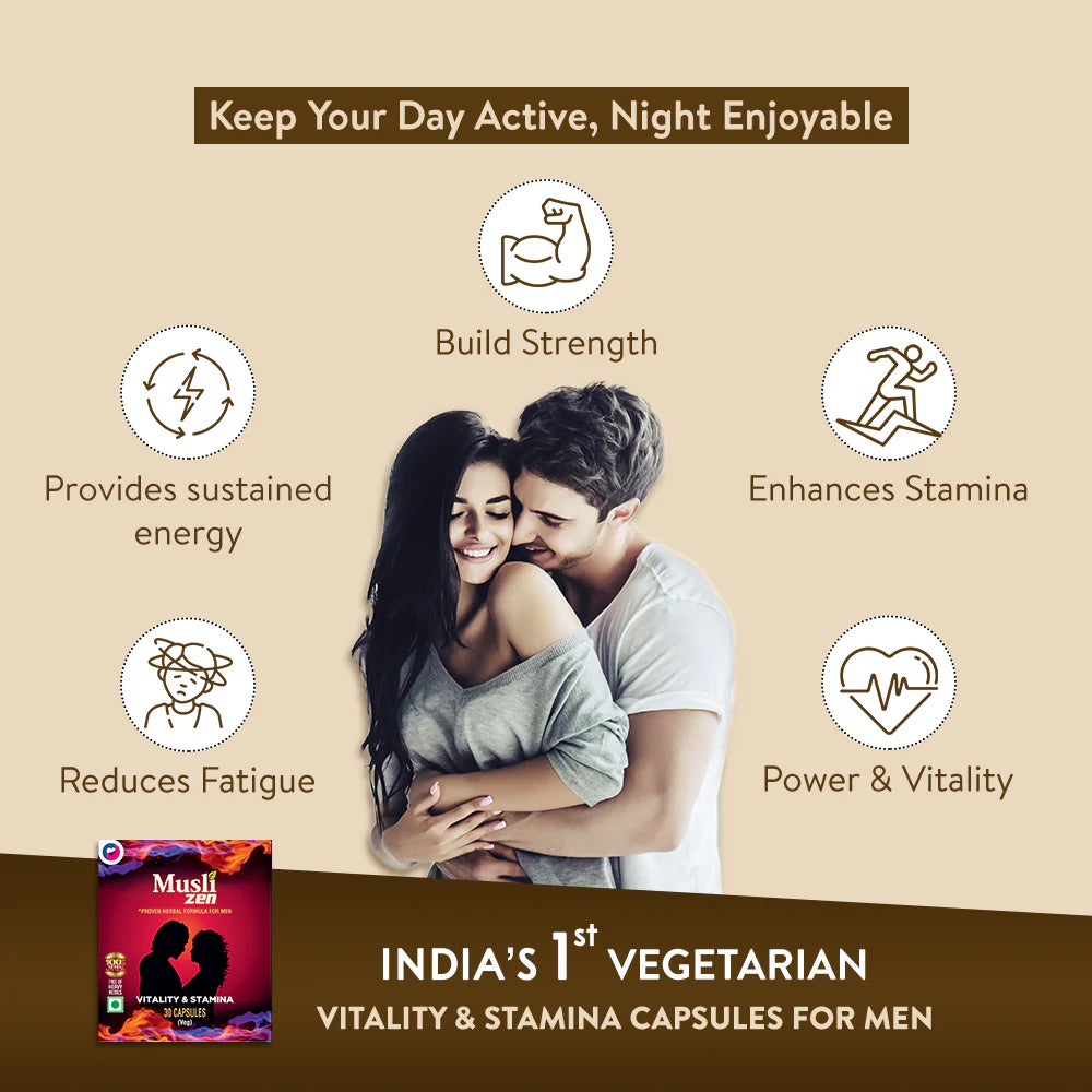 Lifezen MUSLIZEN Ayurvedic Suppliment For Men | Provide Strength, Power, Vitality & Stamina | Lifezen 30 Capsules