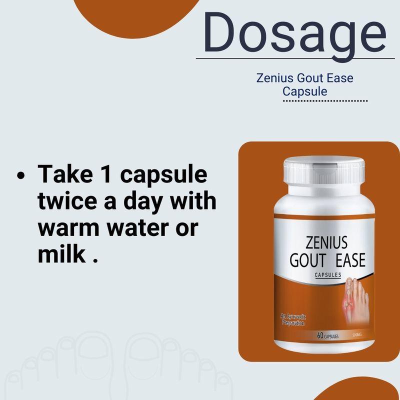 Zenius Gout Ease Capsules - Uric Acid Medicine for Uric Acid Relief and Control - 60 Capsules
