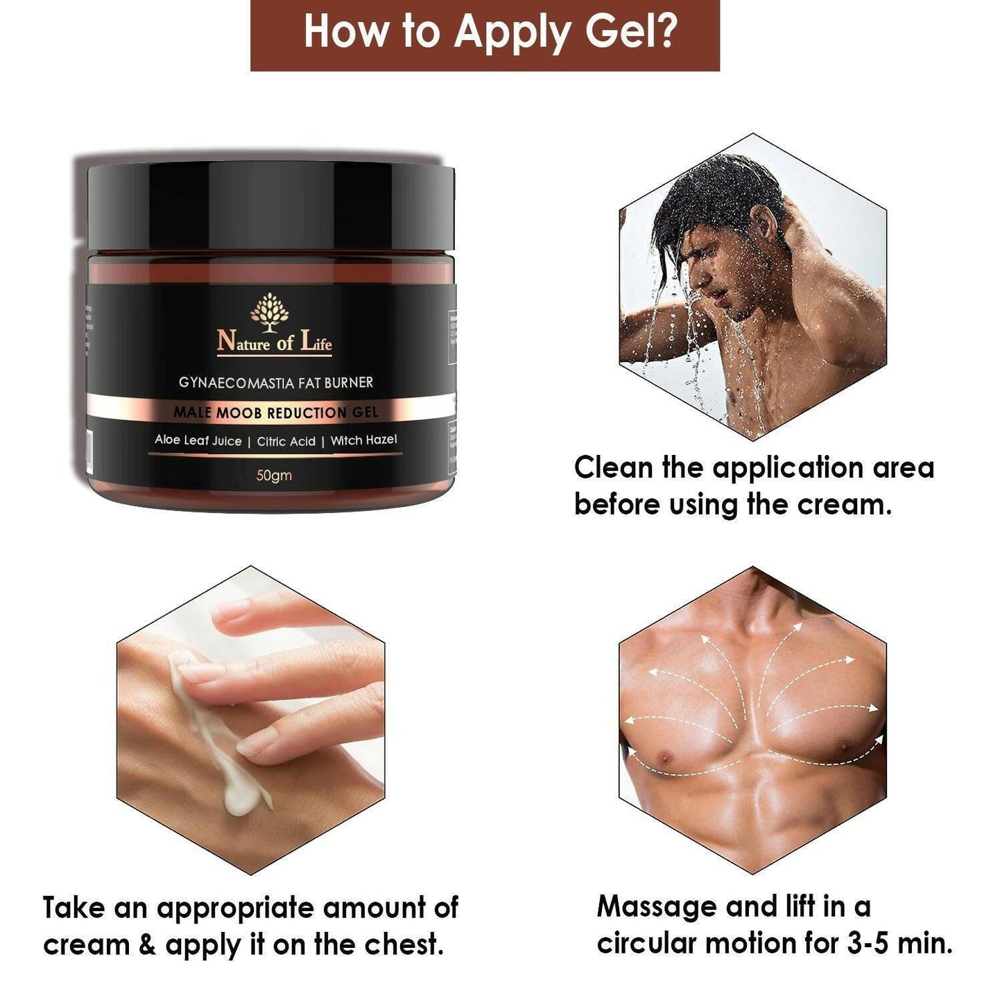 Nature of Life Male Moob Reduction Gel - Reduce Gynecomestia - 50g