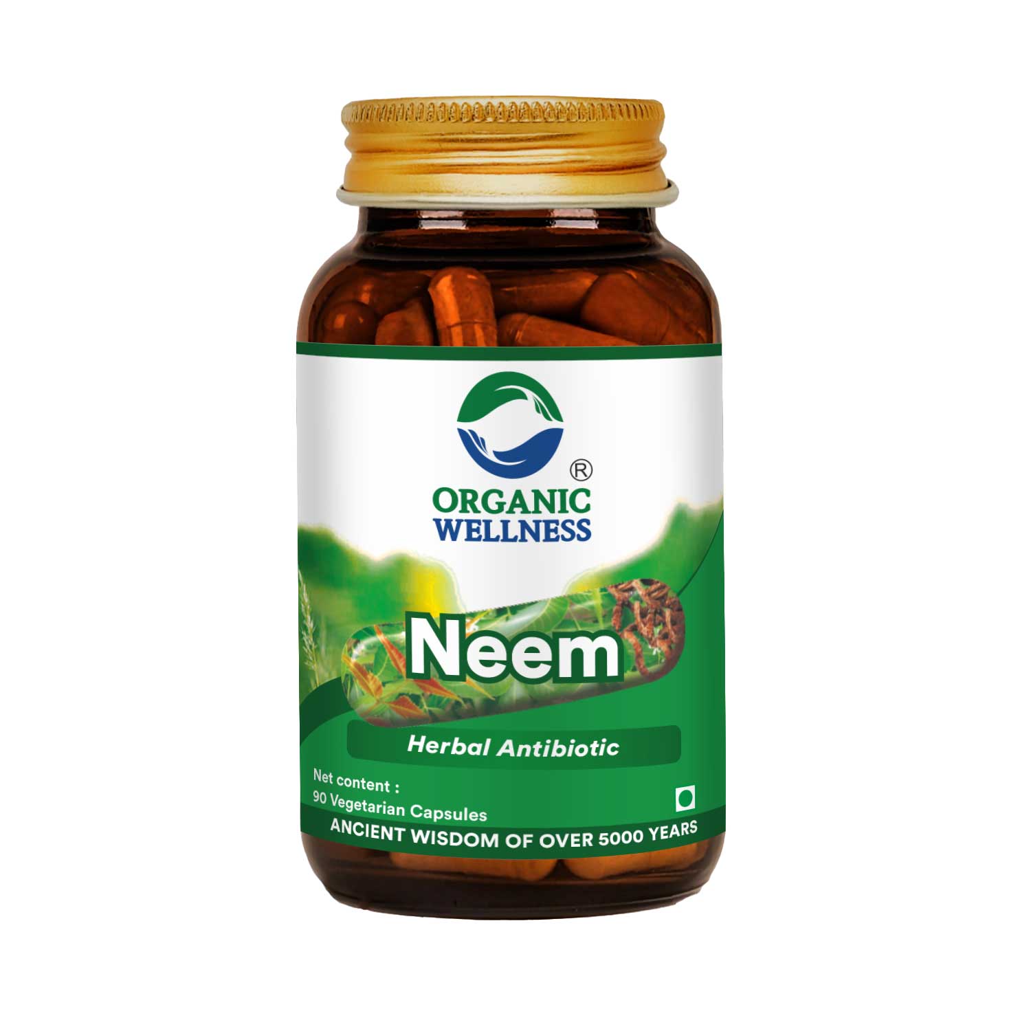 Organic Wellness Neem Capsules -  90 Capsules Bottle