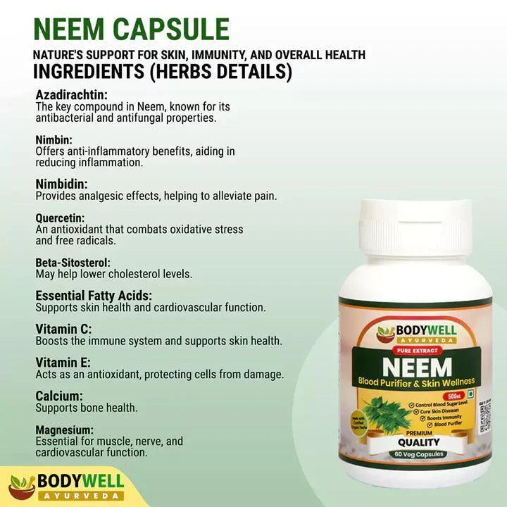 BodyWell Neem Veg Capsule - 60 Capsules
