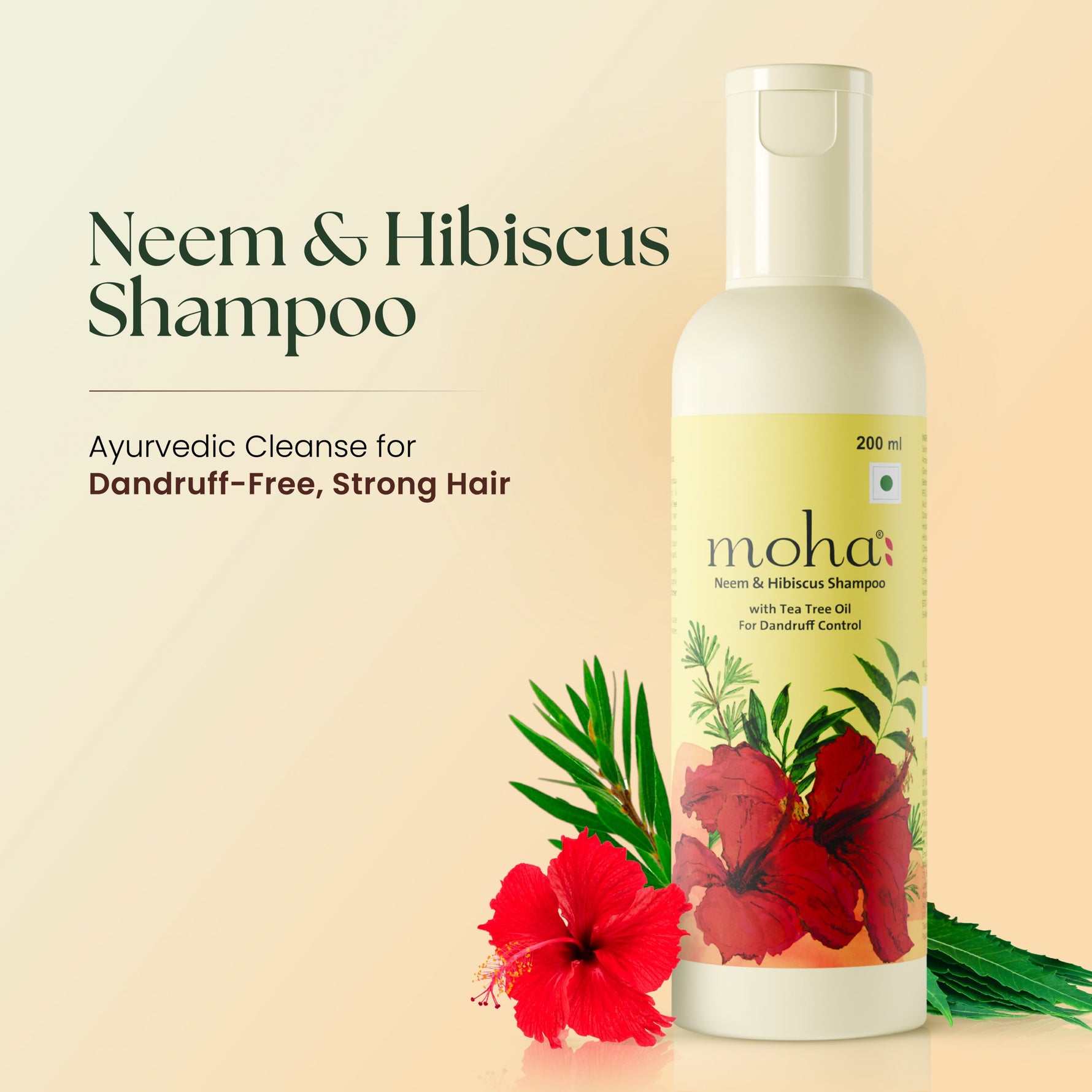 Moha: Anti-Dandruff Neem &amp; Hibiscus Shampoo - 200ml - High Azadirachtin Scalp Microbiome Balance