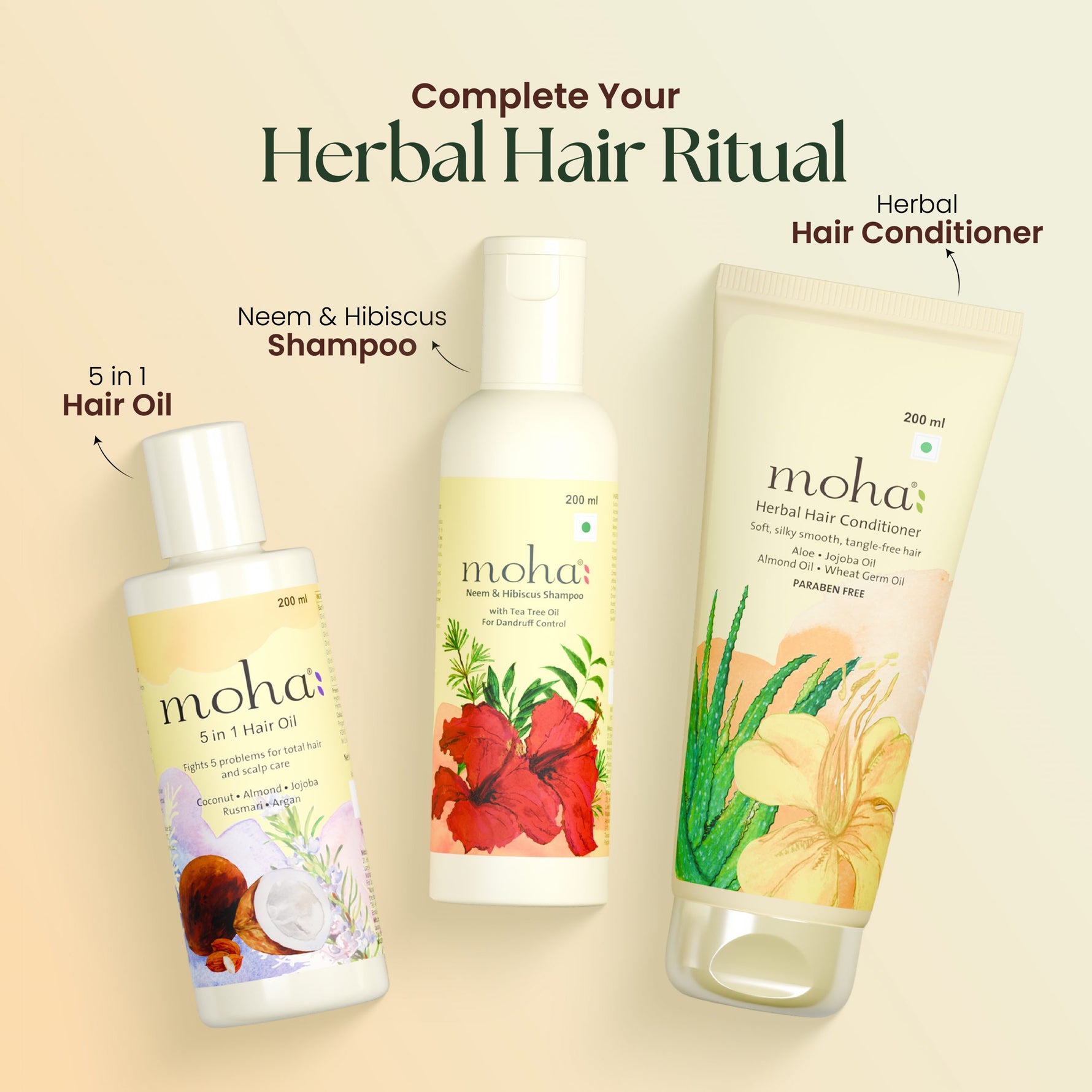 Moha: Anti-Dandruff Neem &amp; Hibiscus Shampoo - 200ml - High Azadirachtin Scalp Microbiome Balance