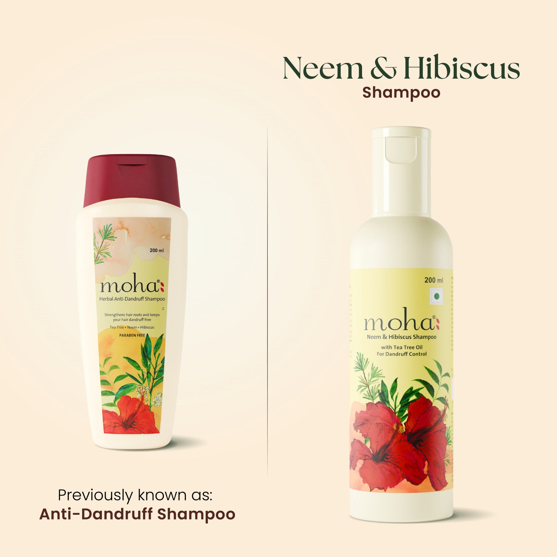 Moha: Anti-Dandruff Neem &amp; Hibiscus Shampoo - 200ml - High Azadirachtin Scalp Microbiome Balance