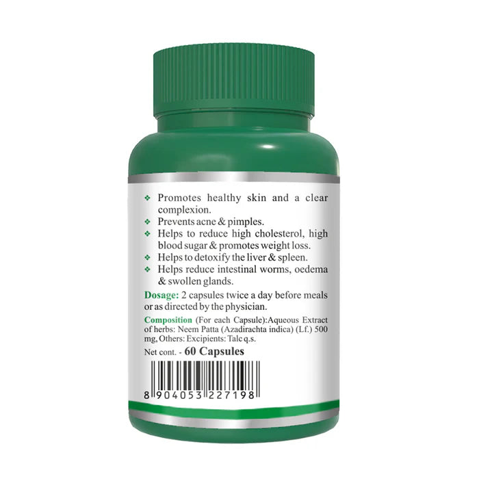 Goodcare Neem Capsules - 60 Capsules for Cholesterol, Blood Sugar Balance, and Liver Health