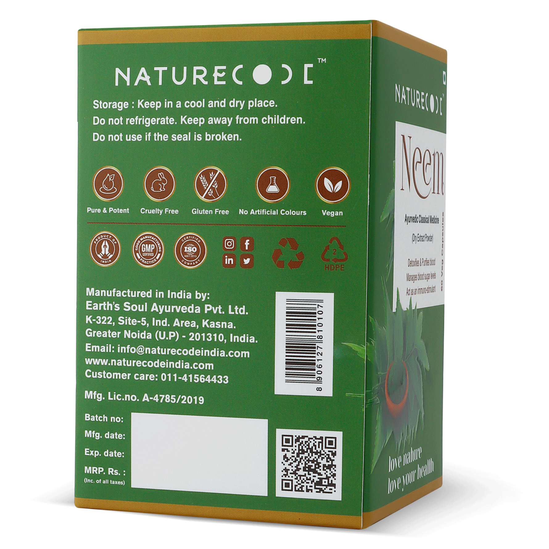 Nature Code Neem Veg Capsule - 60 Capsules