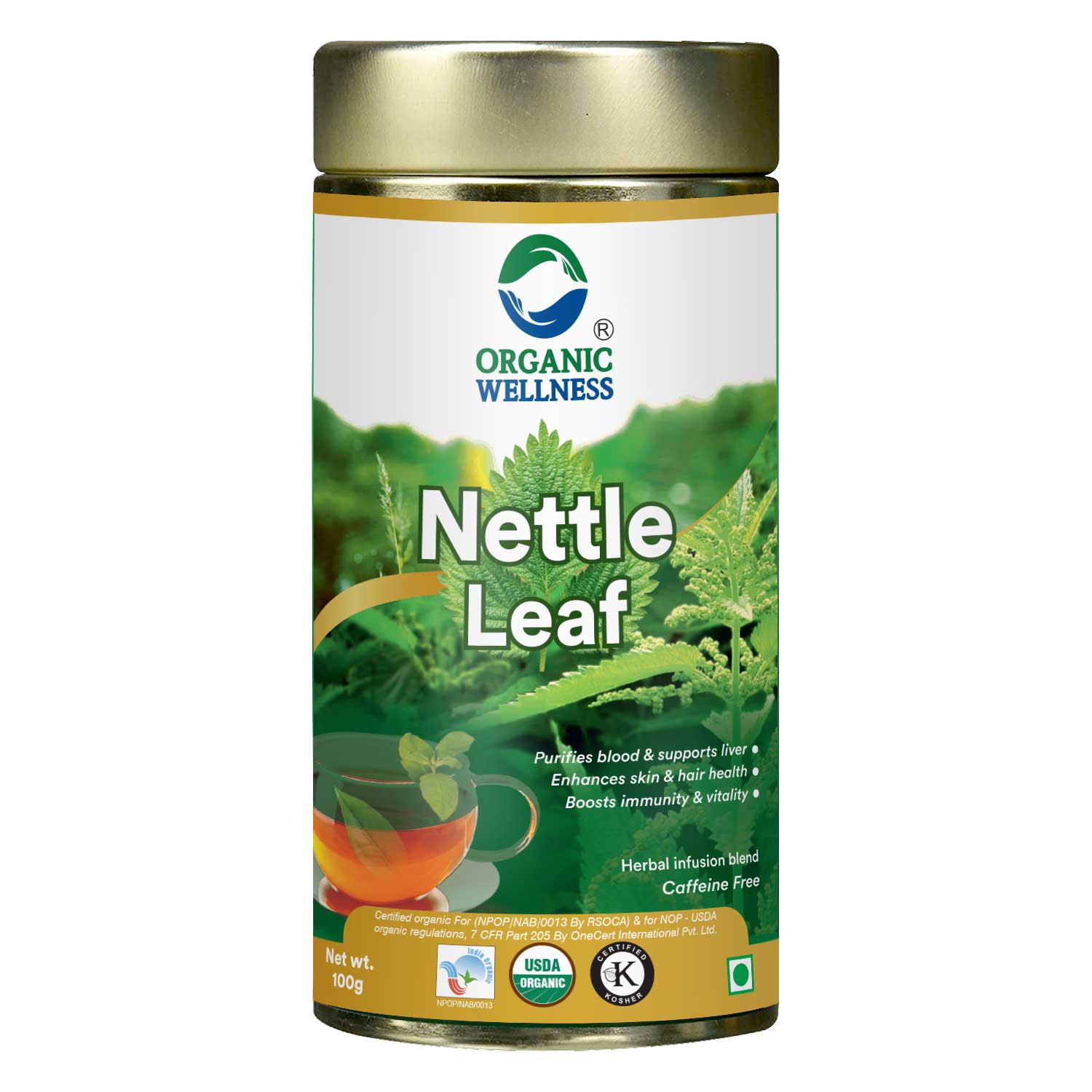 Organic Wellness Nettle Leaf Tea 100 Gram Tin