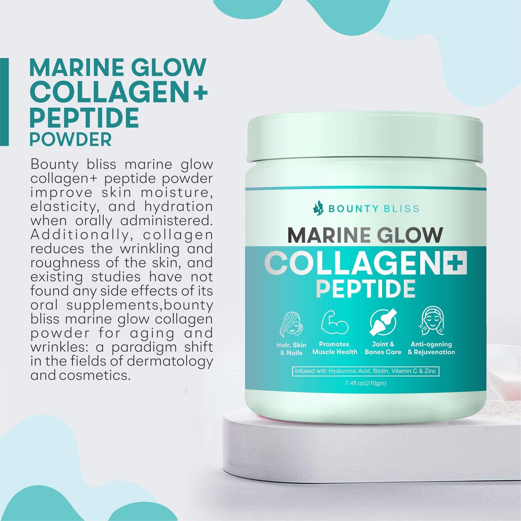 Bounty Bliss Marine Glow Collagen+ Peptides Powder - 210gm