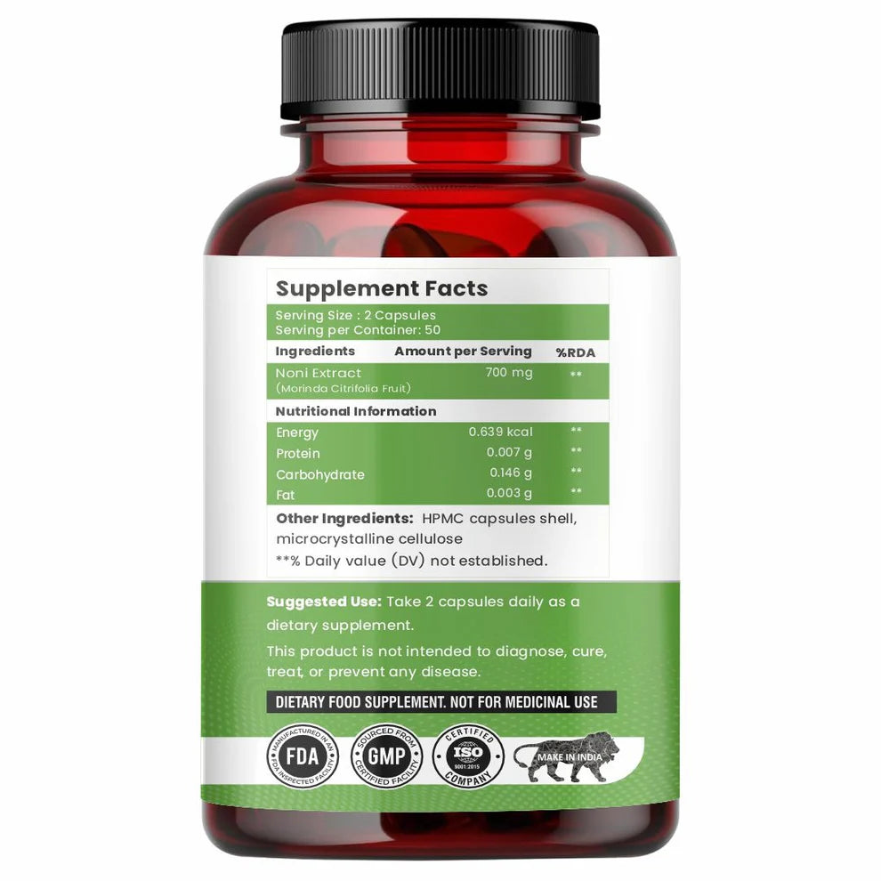 Raskam Noni Extract 700mg-100 Veg Capsules-Good For Body Detoxifier, Immunity Booster, Joint Pain Relief , Restful Sleep