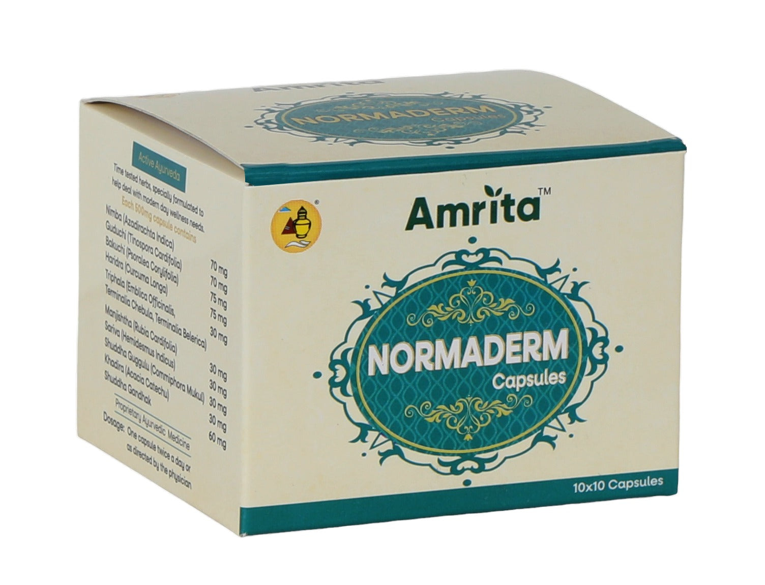 Amrita Normaderm Capsules for Skin Health Support | Ayurvedic Supplement | 100 Capsules