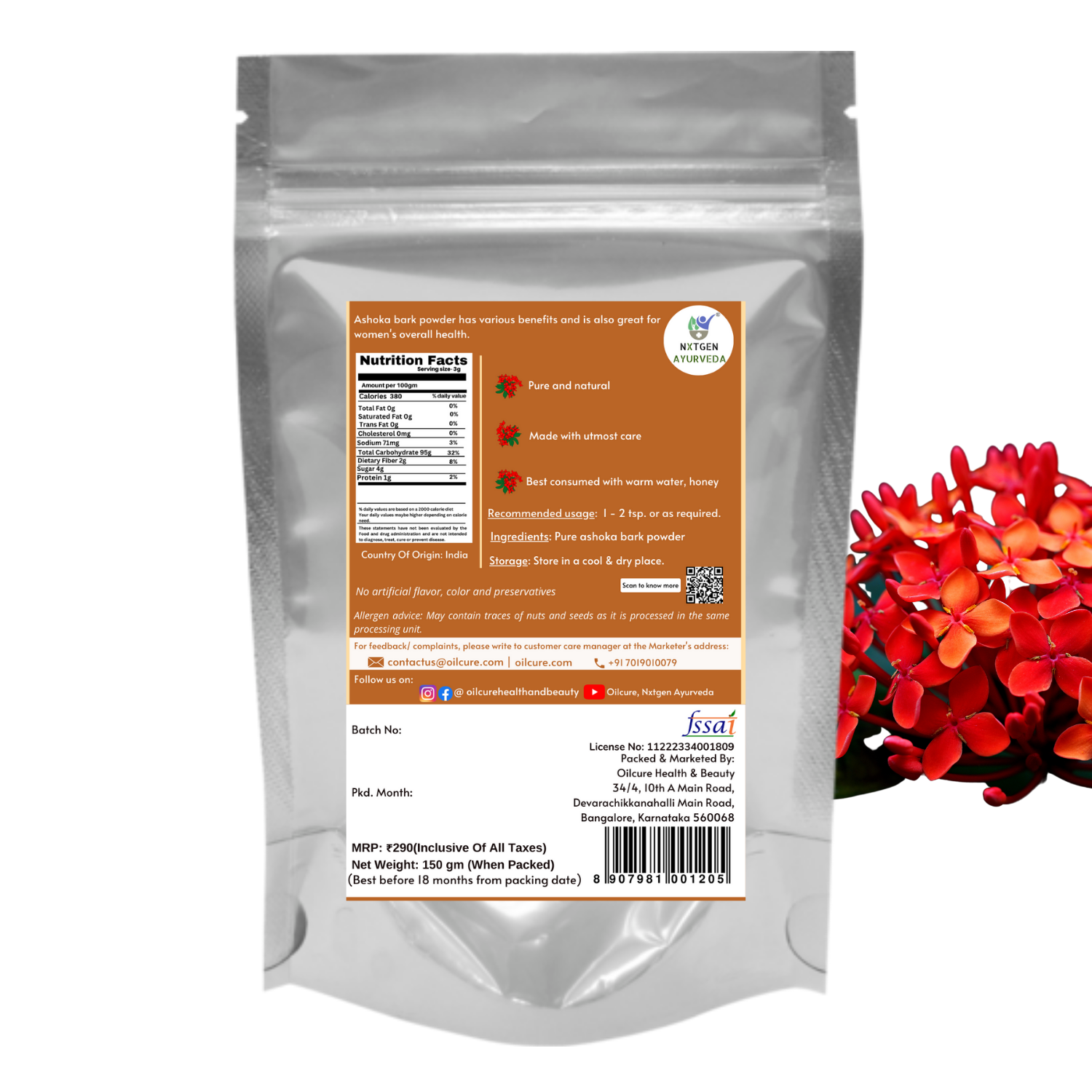 Nxtgen Ayurveda Ashoka Bark Powder - 150 gms (Pack of 2)