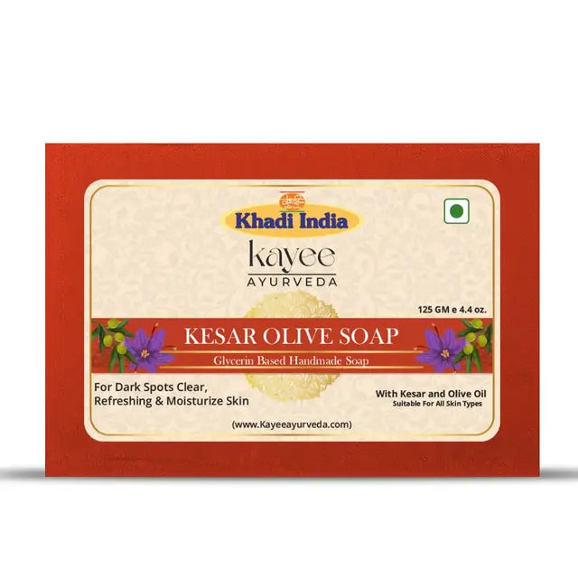 Kayee Ayurveda Kesar Olive Herbal Soap | Saffron & Olive Oil Moisturizing Bathing Soap for Men & Women | Gentle Daily Cleansing Body Bar for Clean, Soft, Smooth & Fresh Looking Skin