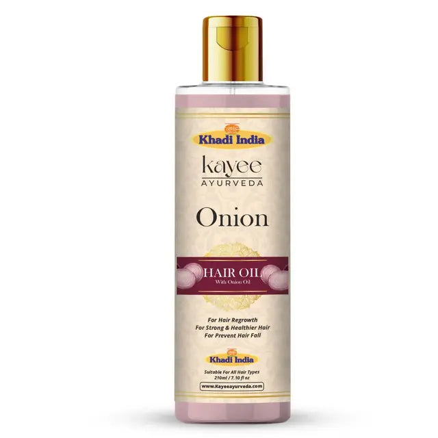Kayee Ayurveda Onion Hair Growth Oil for Men & Women | Herbal Hair Oil for Scalp Nourishment & Hair Care | Helps Condition Dry Hair, Strengthen Hair Strands, Reduce Breakage & Maintain Healthy-Looking Hair-210ML