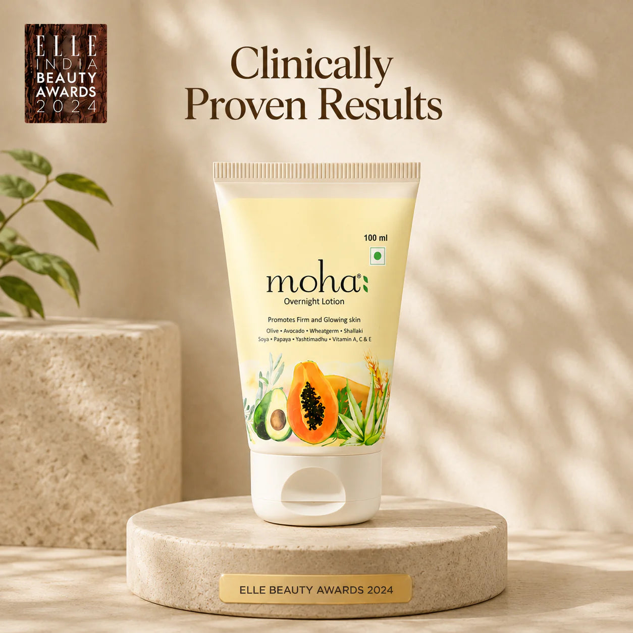 Moha: Overnight Lotion (100ml) - Ayurvedic Night Repair Face Moisturizer for Glowing Skin