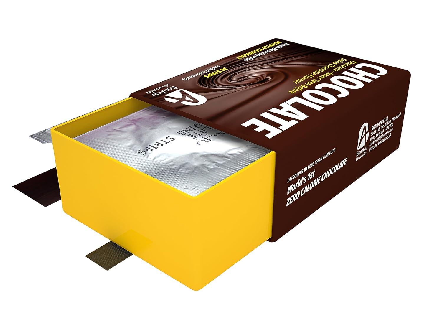 BonAiyu Chocolate Strips- Natural Chocolate With No Sugar, Low Calories Lactose-Free  Gluten Free, Soy Free  (30strip)