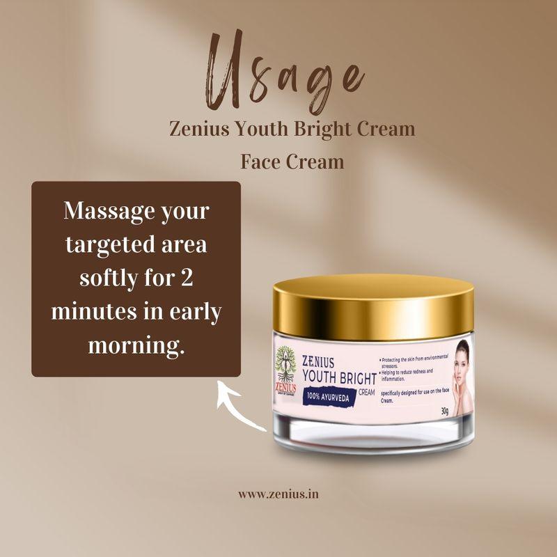 Zenius Youth Bright Cream - Skin Brightening Cream for Youthful Glow and Skin Care - 30gm Cream