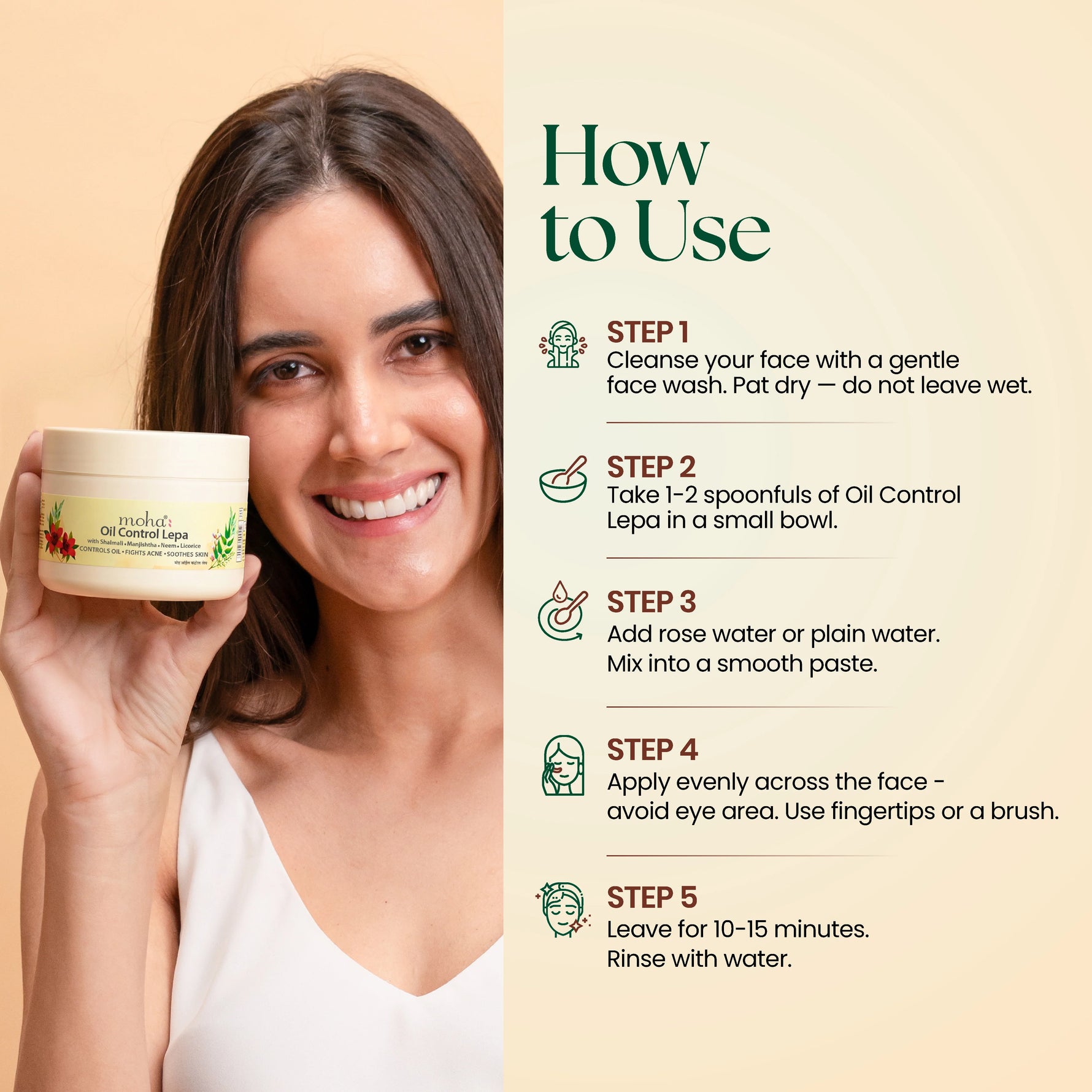 Moha Oil Control Lepa Face Mask - Ayurvedic Anti-Acne Clay Pack for Oily Skin