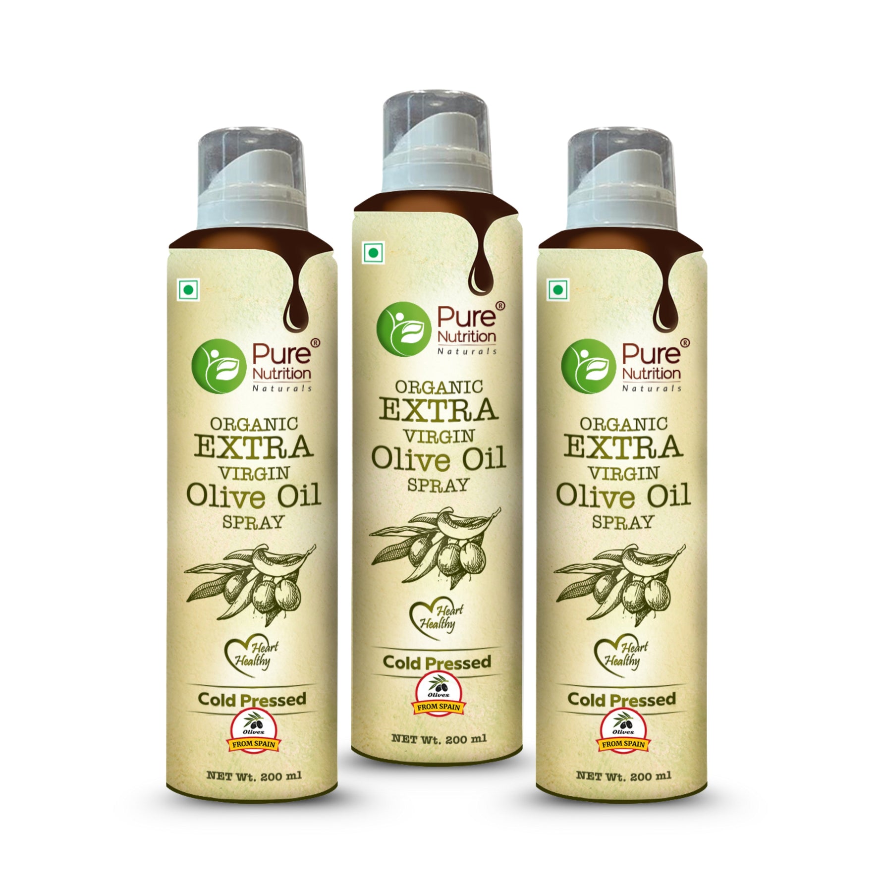 Pure Nutrition Extra Virgin Cold Pressed Olive Oil – 200ml | Unrefined & Heart-Friendly Cooking Oil