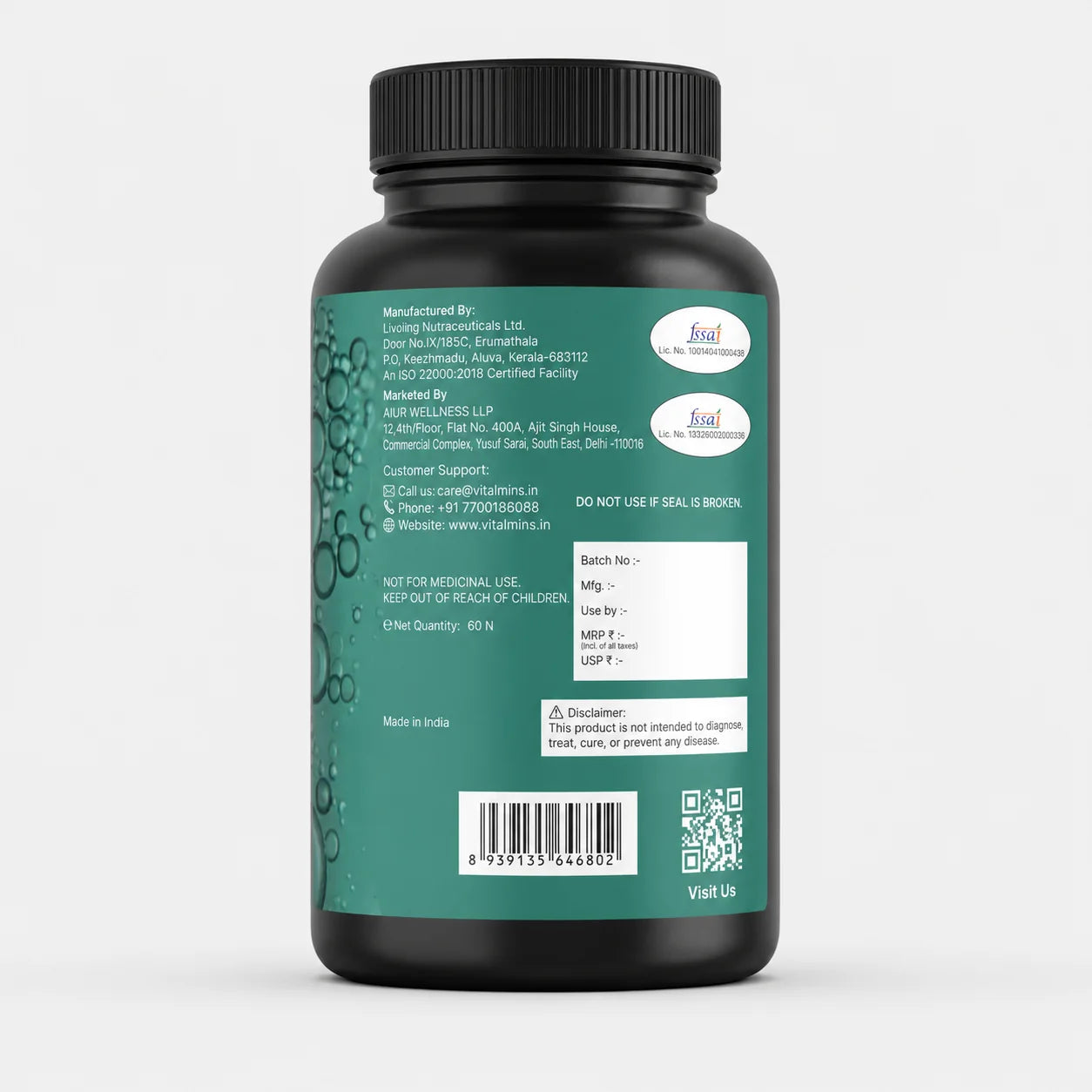 Vitalmins Omega 3 Fish Oil Softgels | High-Potency EPA & DHA for Heart, Joint, Brain & Eye Health – 60 Softgels