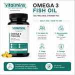 Vitalmins Omega 3 Fish Oil Softgels | High-Potency EPA & DHA for Heart, Joint, Brain & Eye Health – 60 Softgels