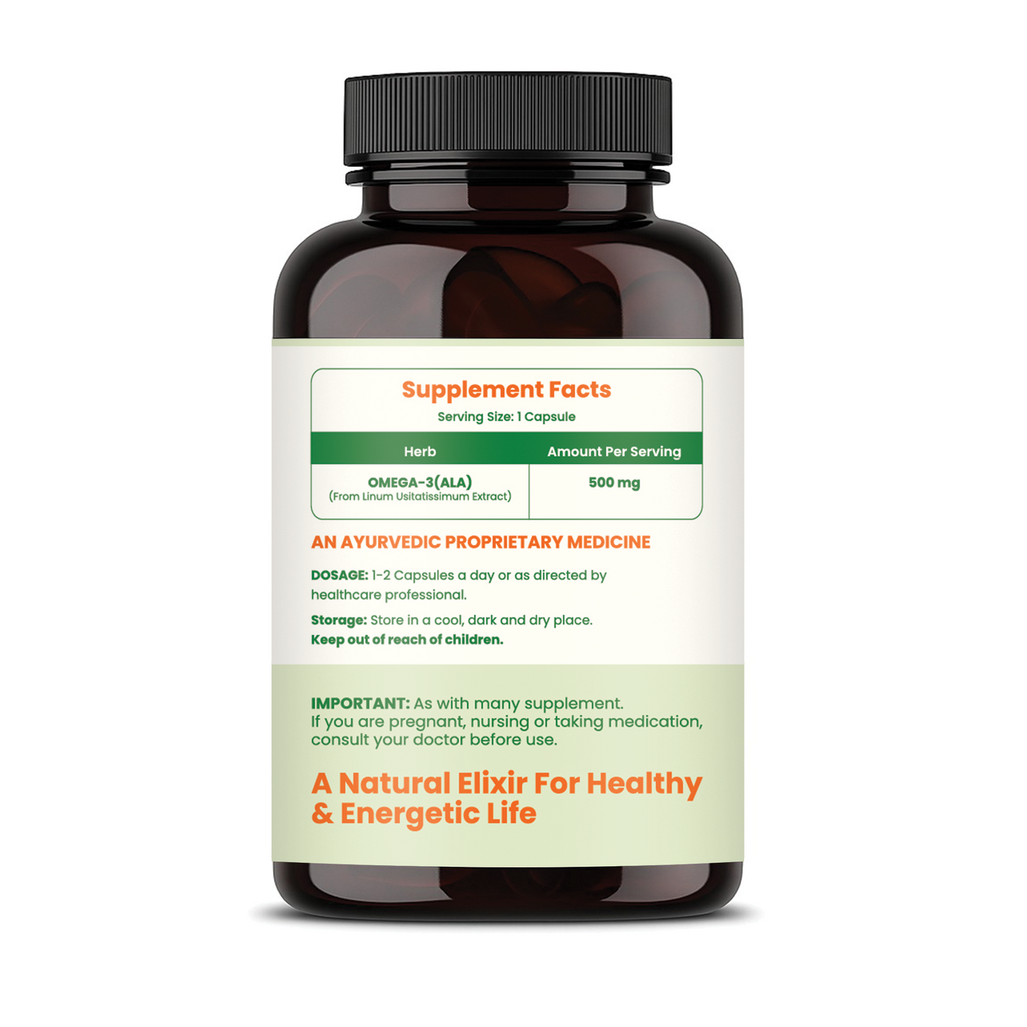 NAVR Plant Based Omega-3 Fatty Acids Capsules, 500mg - 60 Capsules