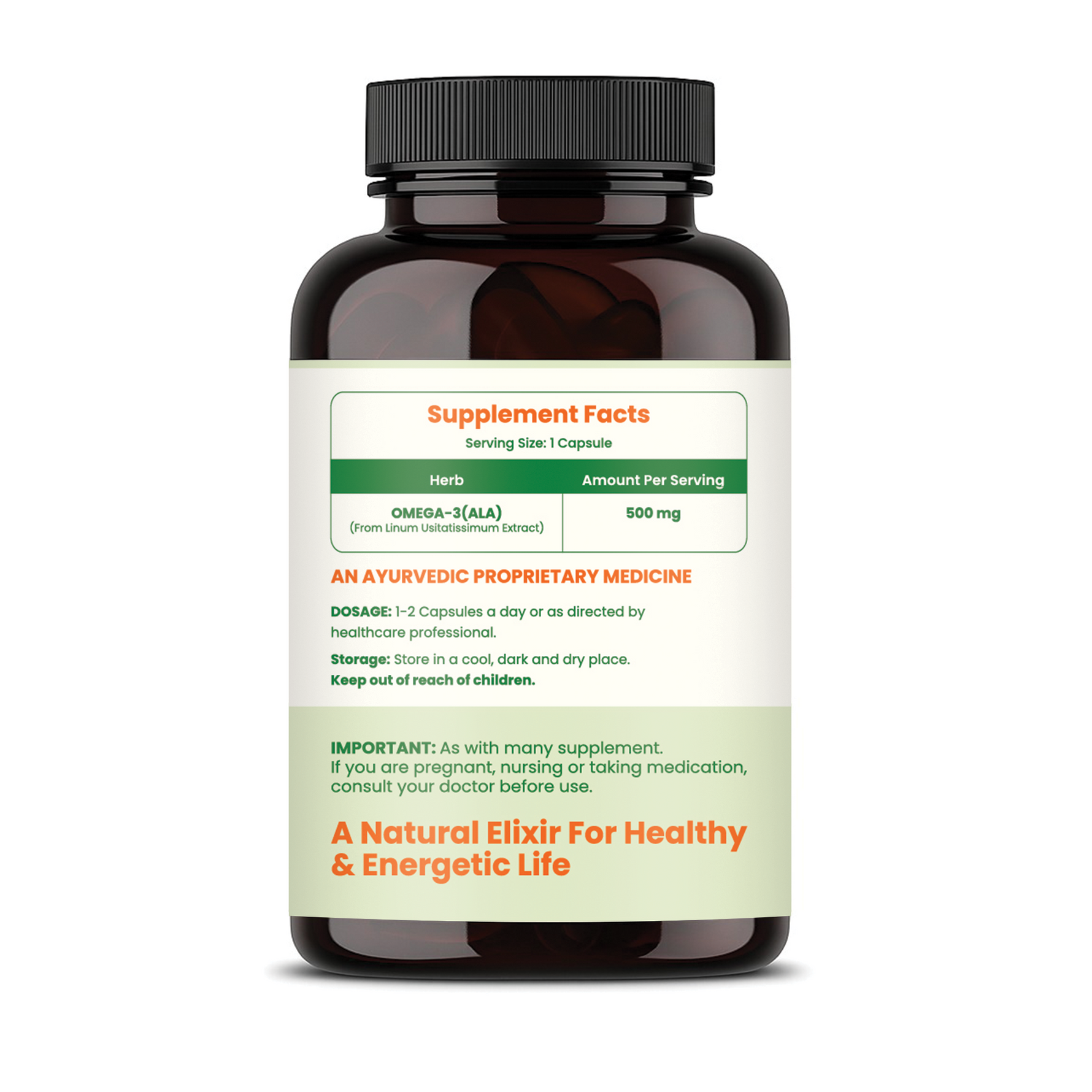 NAVR Plant Based Omega-3 Fatty Acids Capsules, 500mg - 60 Capsules