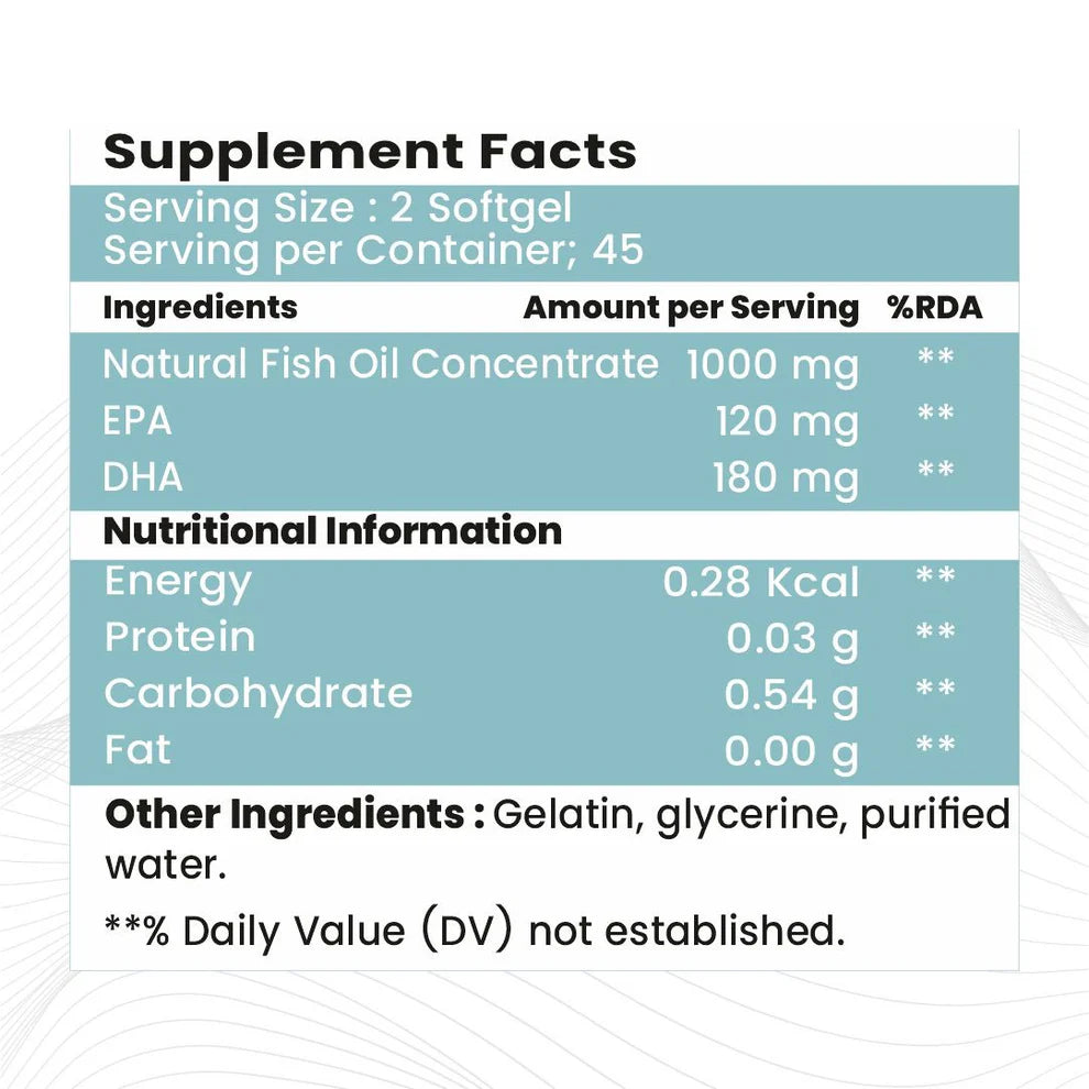 Raskam Omega 3 - 90 Softgels- For Men And Women,Omega3 2-3 Serving , for Brain, Heart, Eyes, and Joints Health
