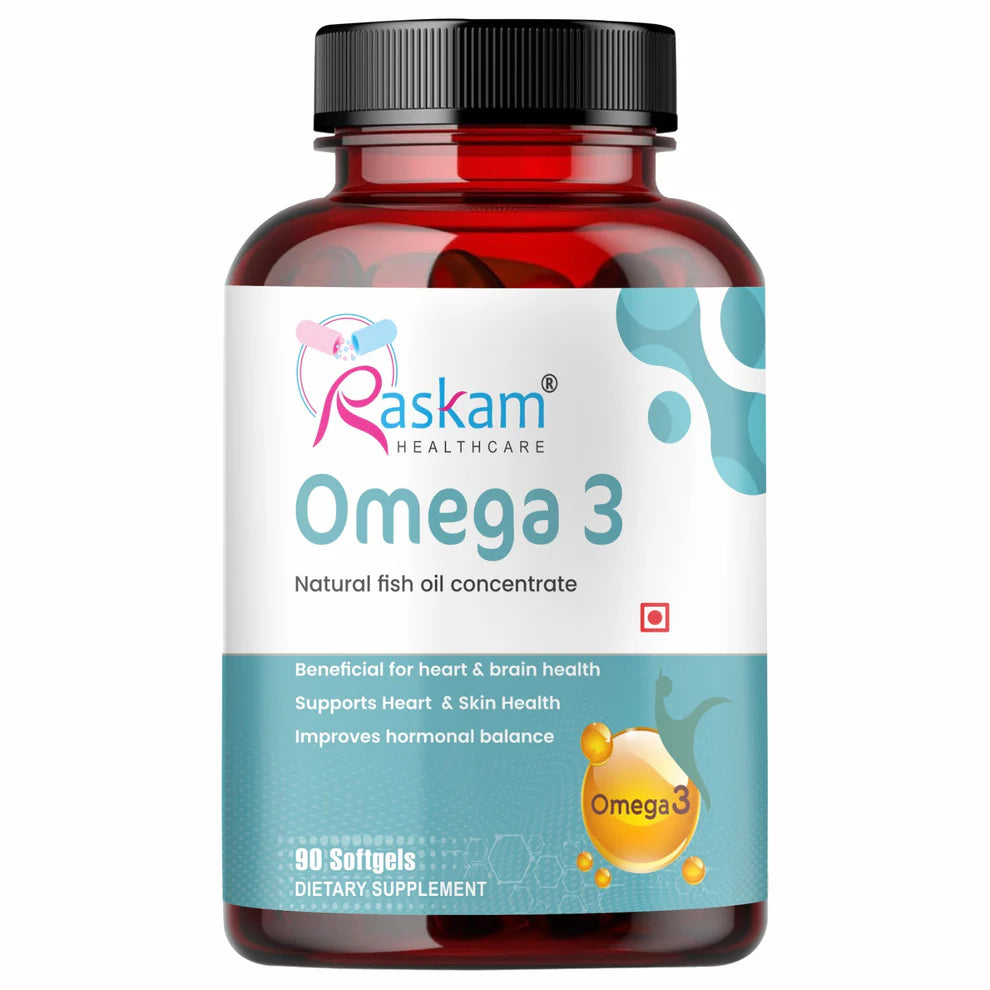 Raskam Omega 3 - 90 Softgels- For Men And Women,Omega3 2-3 Serving , for Brain, Heart, Eyes, and Joints Health