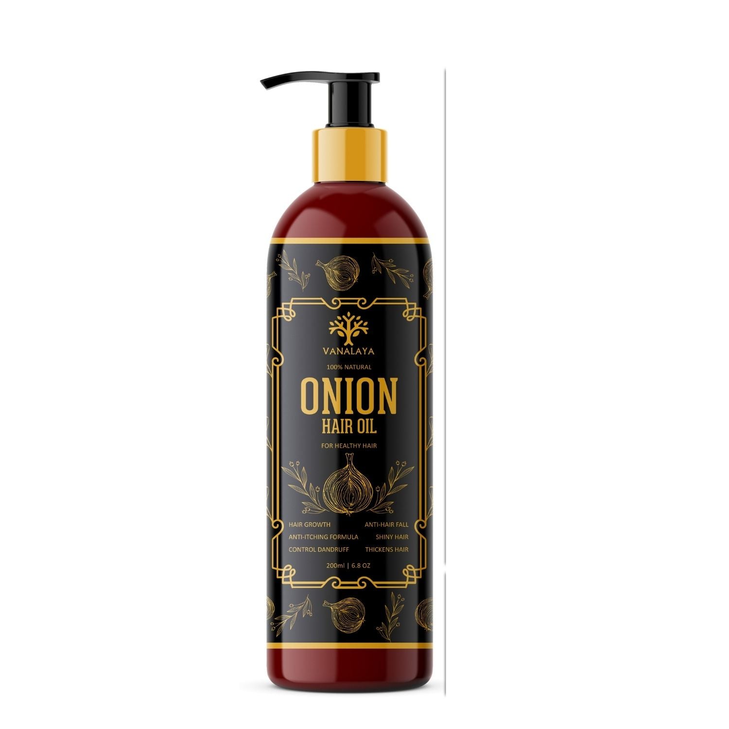 Vanalaya Onion Hair oil with Natural oils, Natural herbs and Onion Extract for Men and Women 200ml