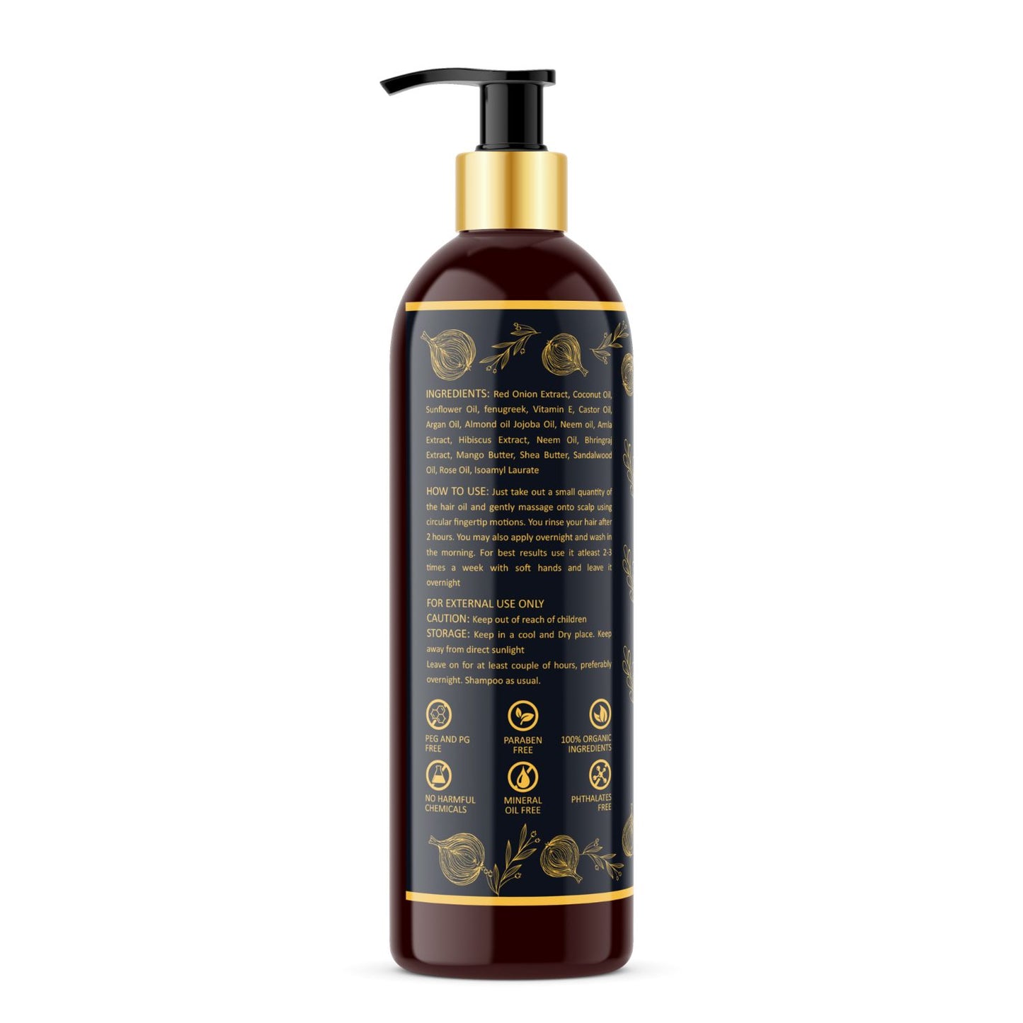 Vanalaya Onion Hair oil with Natural oils, Natural herbs and Onion Extract for Men and Women 200ml