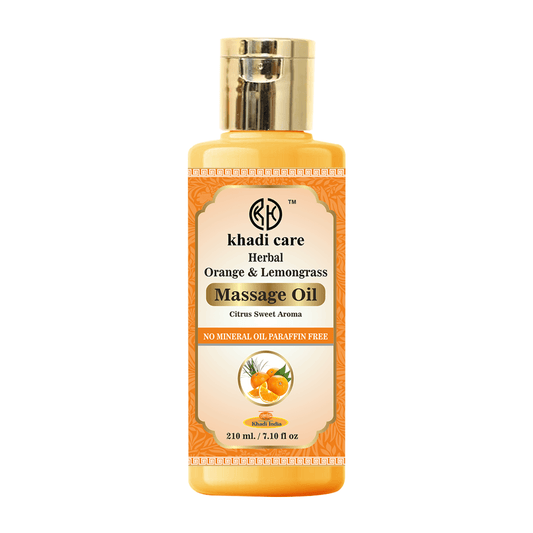 Khadi Care Herbal Orange & Lemongrass Massage Oil Paraffin-Mineral Oil Free - 210ml