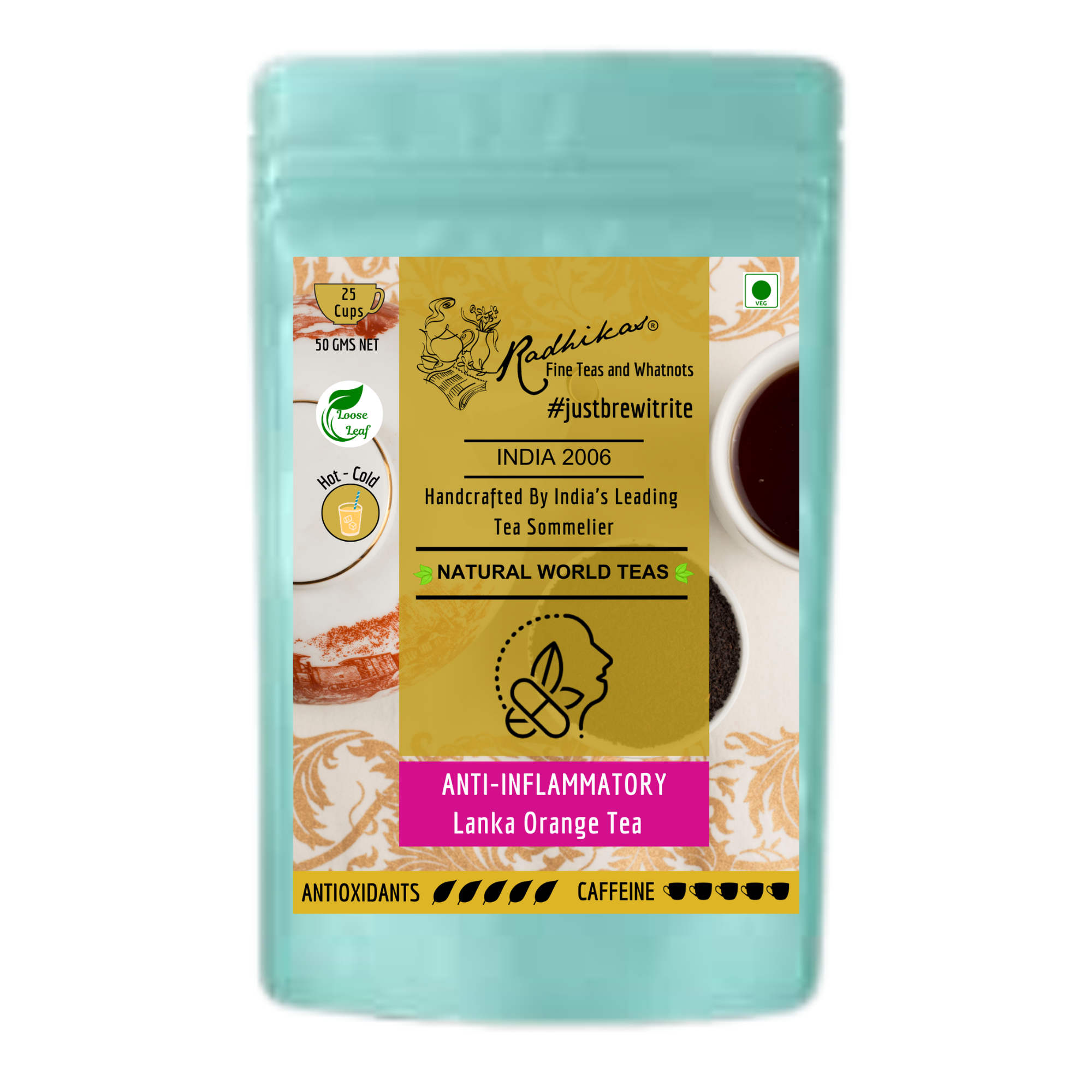 Radhika's Fine Teas Anti-Inflammatory Lanka Orange Tea (50g) | Single-Origin Black Tea with Citrus for Joint Health, Immunity & Balance