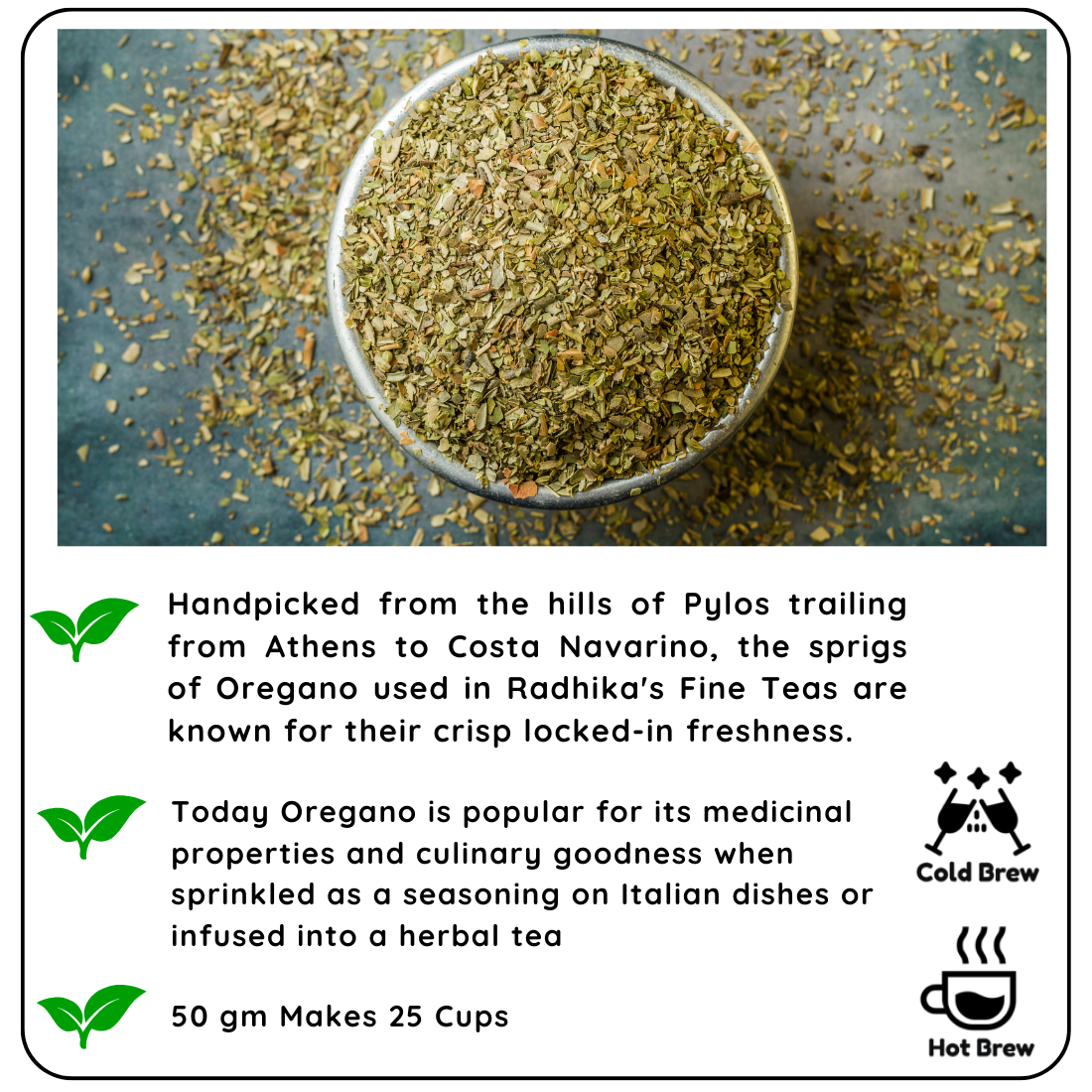 Radhika's Fine Teas Gut Health Oregano Blend (50g) | Pure Herbal Tisane for Digestive Support, Bloating Relief & Gut Immunity