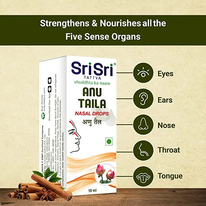 Sri Sri Tattva Anu Taila Nasal Drops – Traditional Ayurvedic Care – 10ml