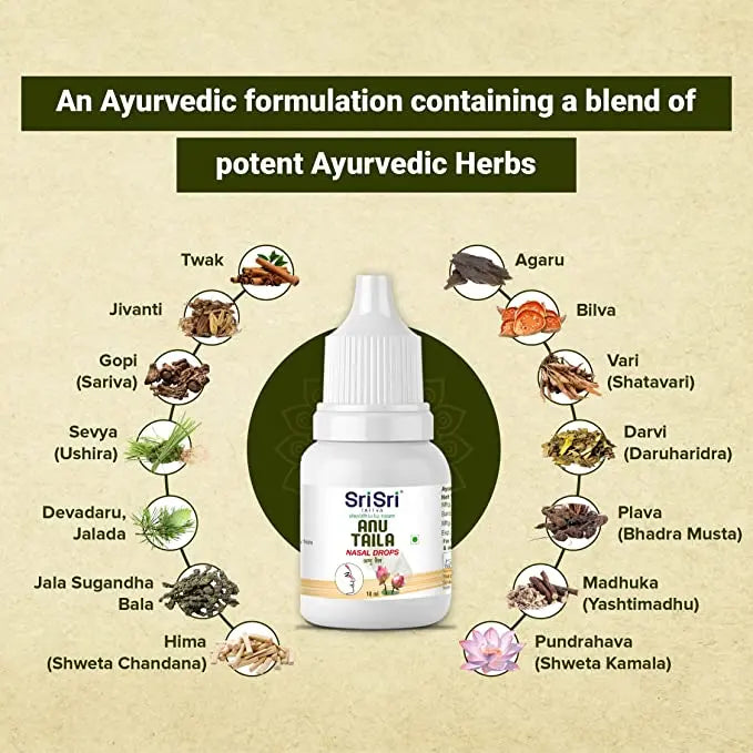 Sri Sri Tattva Anu Taila Nasal Drops – Traditional Ayurvedic Care – 10ml