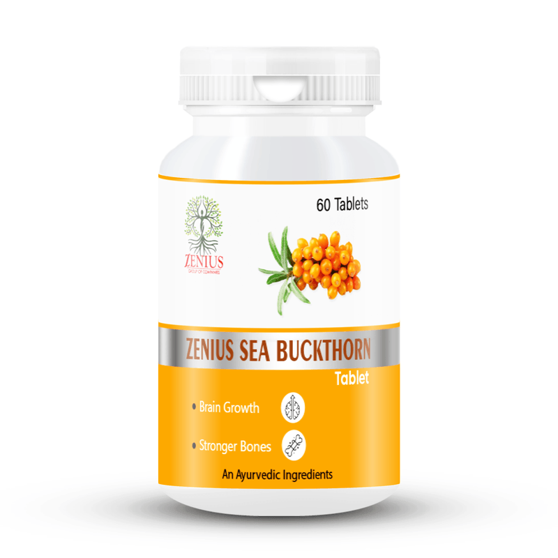Zenius Sea Buckthorn Tablets - Rich in Antioxidants, Supports Skin, Hair, and Immune System Health - 60 Tablets