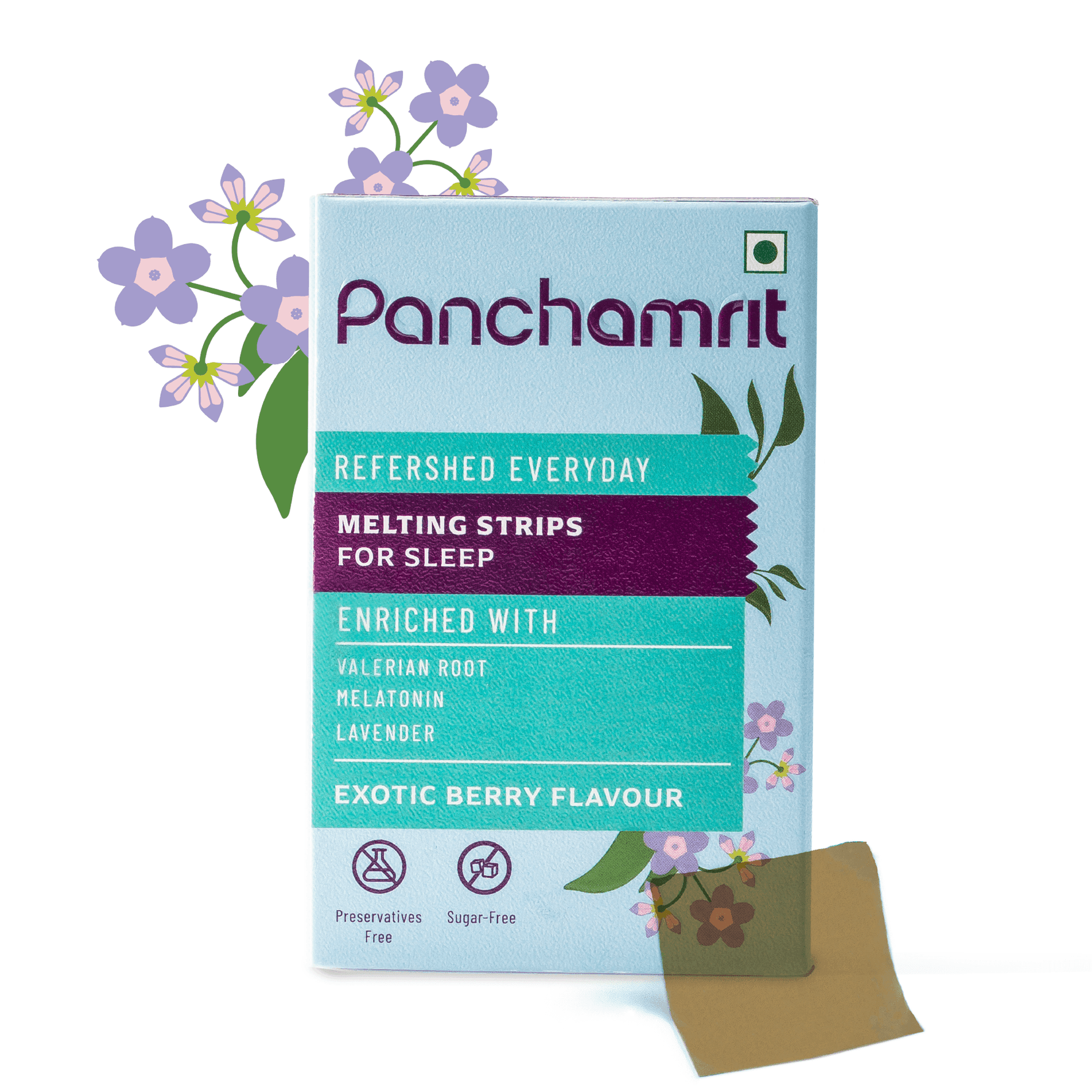 Panchamrit Melatonin-5mg Strip for Sleep with Ayurvedic Herbs| Natural Sleep Aid (30 Each) Exotic Berry Flavour