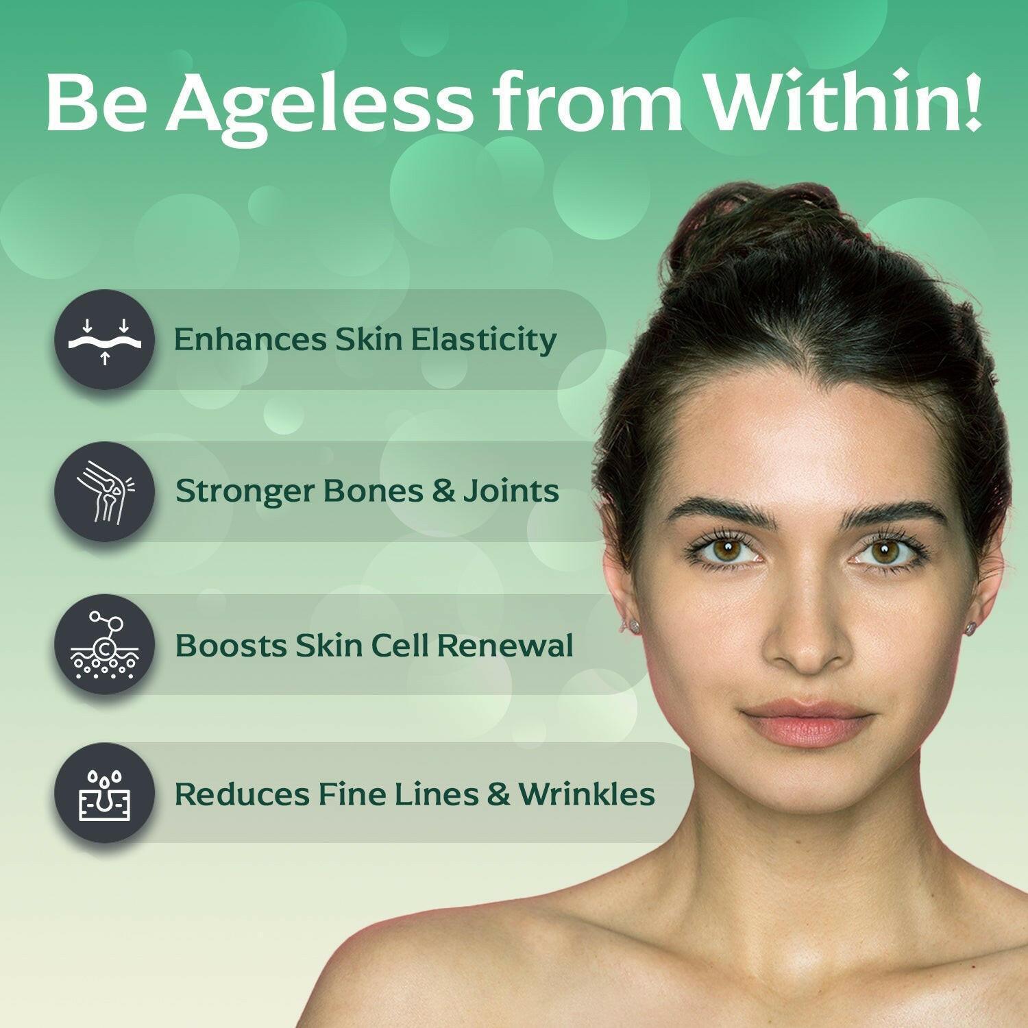 Panchamrit Vegan Collagen Powder Sachet with Ayurvedic Herbs| Youthful & Radiant Skin| (25 Each) Lychee