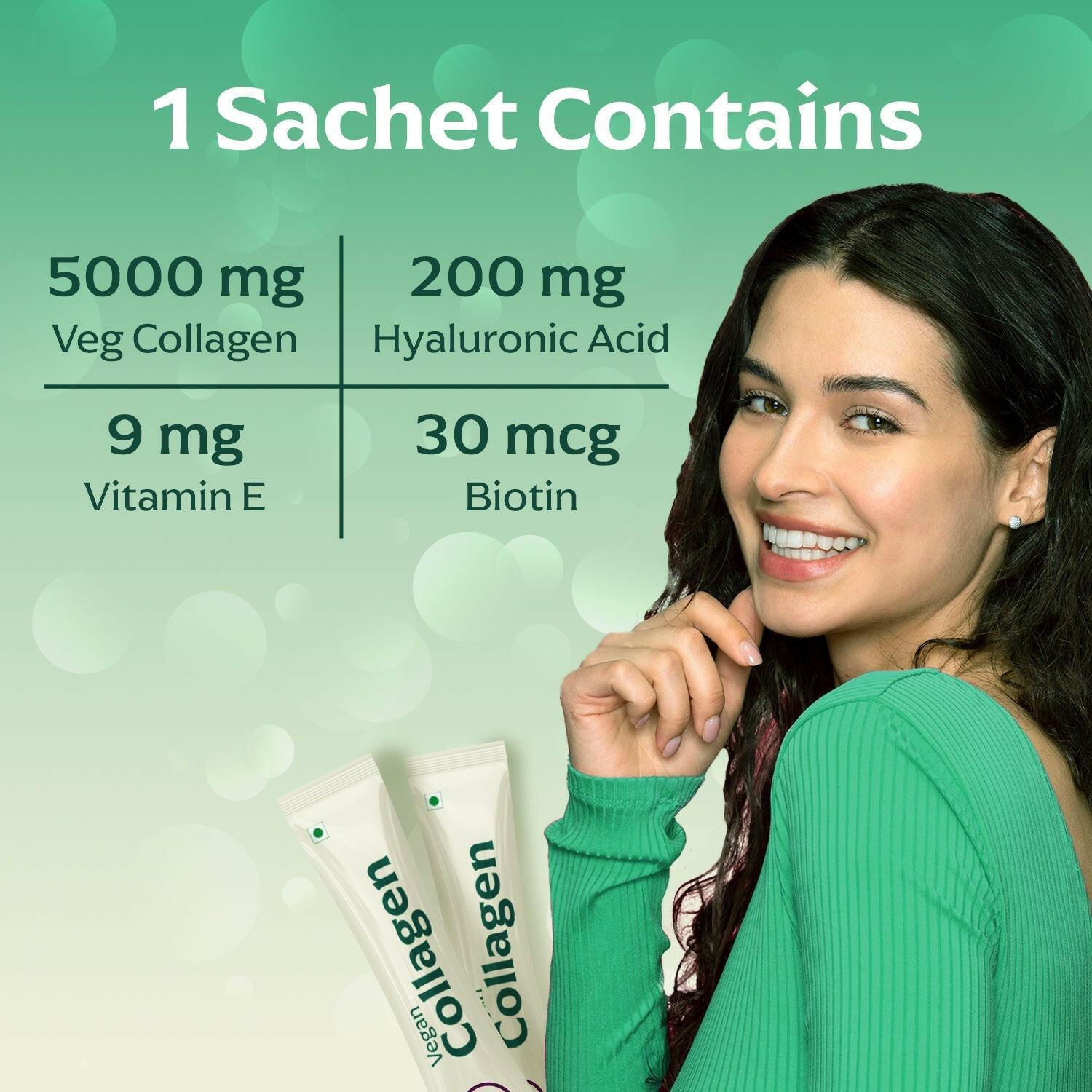 Panchamrit Vegan Collagen Powder Sachet with Ayurvedic Herbs| Youthful & Radiant Skin| (25 Each) Lychee