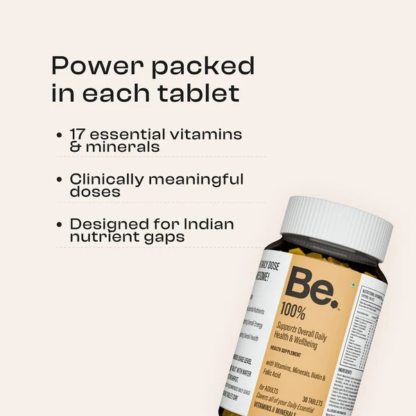 Be. 100% Supports Overall Daily Health & Wellbeing Tablet for Adults - 30 Tablets