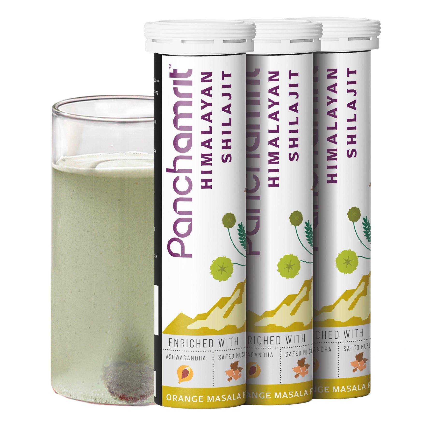 Panchamrit Himalayan Shilajit Effervescent Tablet with Ayurvedic Herbs|Boosts Stamina (15 Each)