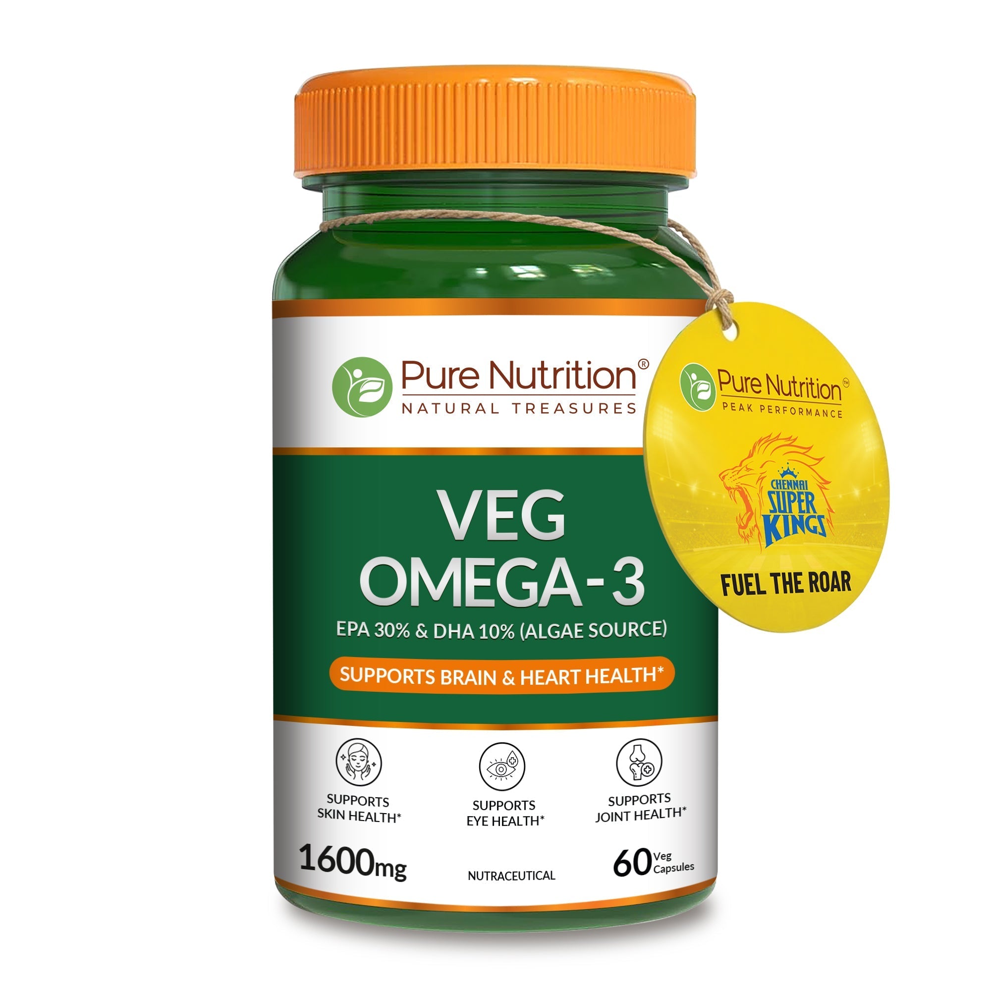 Pure Nutrition Veg Omega-3 Capsules 1600mg (Algae Source) – EPA 30% & DHA 10% - 60 Capsules