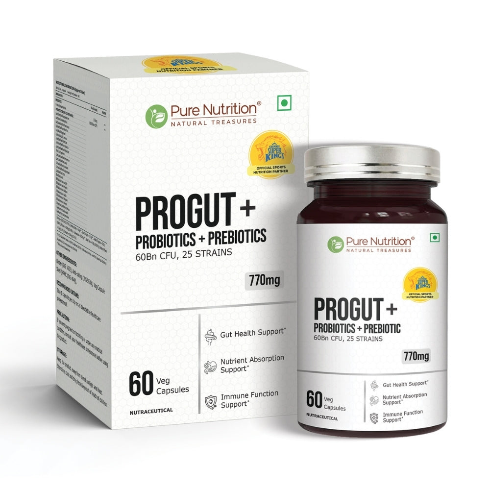 CSK Limited Edition Pure Nutrition Progut+ Probiotics 60 Billion CFU Capsule for Digestion & Gut Health | 60 Capsule