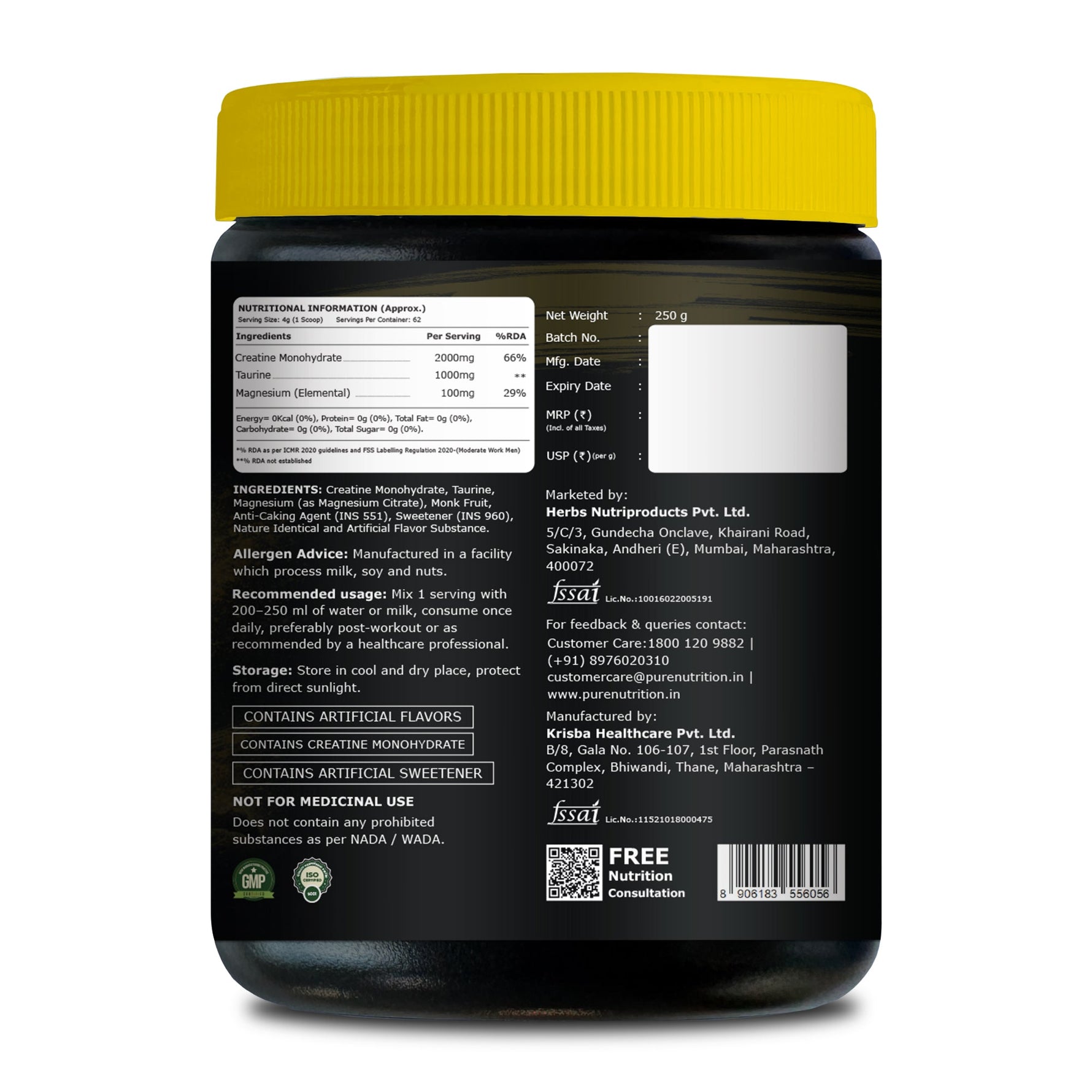 CSK Limited Edition Pure Nutrition NXT SHIFT All-In-One Creatine Monohydrate Powder Orange 250gm