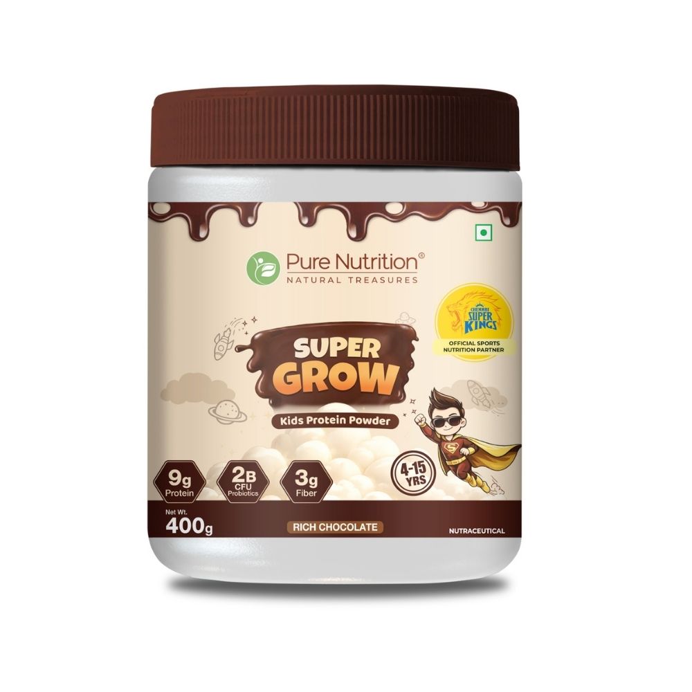 CSK Limited Edition Pure nutrition Super Grow- kids Protein Powder 04-15 yr 400 Gm