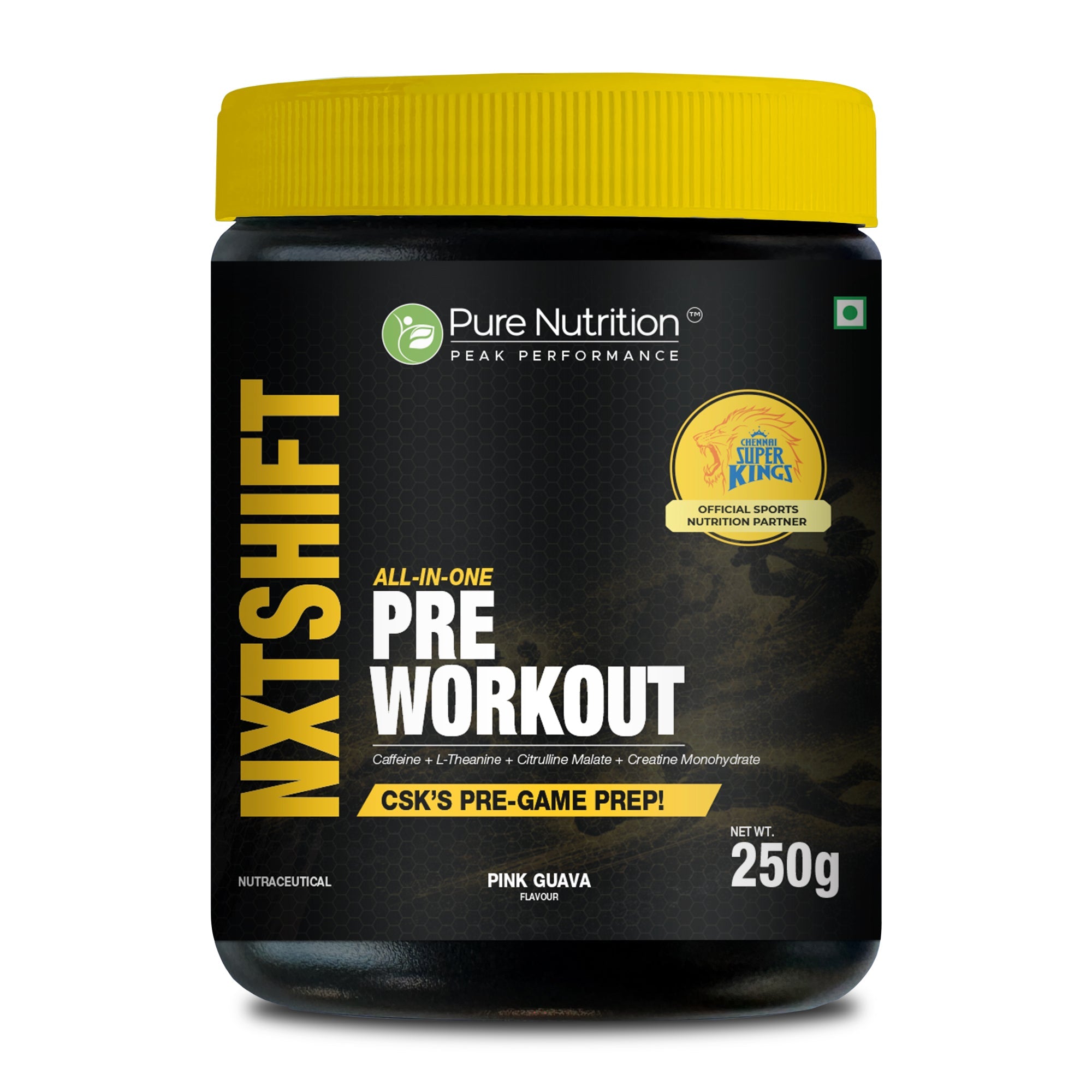 CSK Limited Edition Pure Nutrition NXT SHIFT All-In-One Pre Workout Powder Pink Guava 250Gm